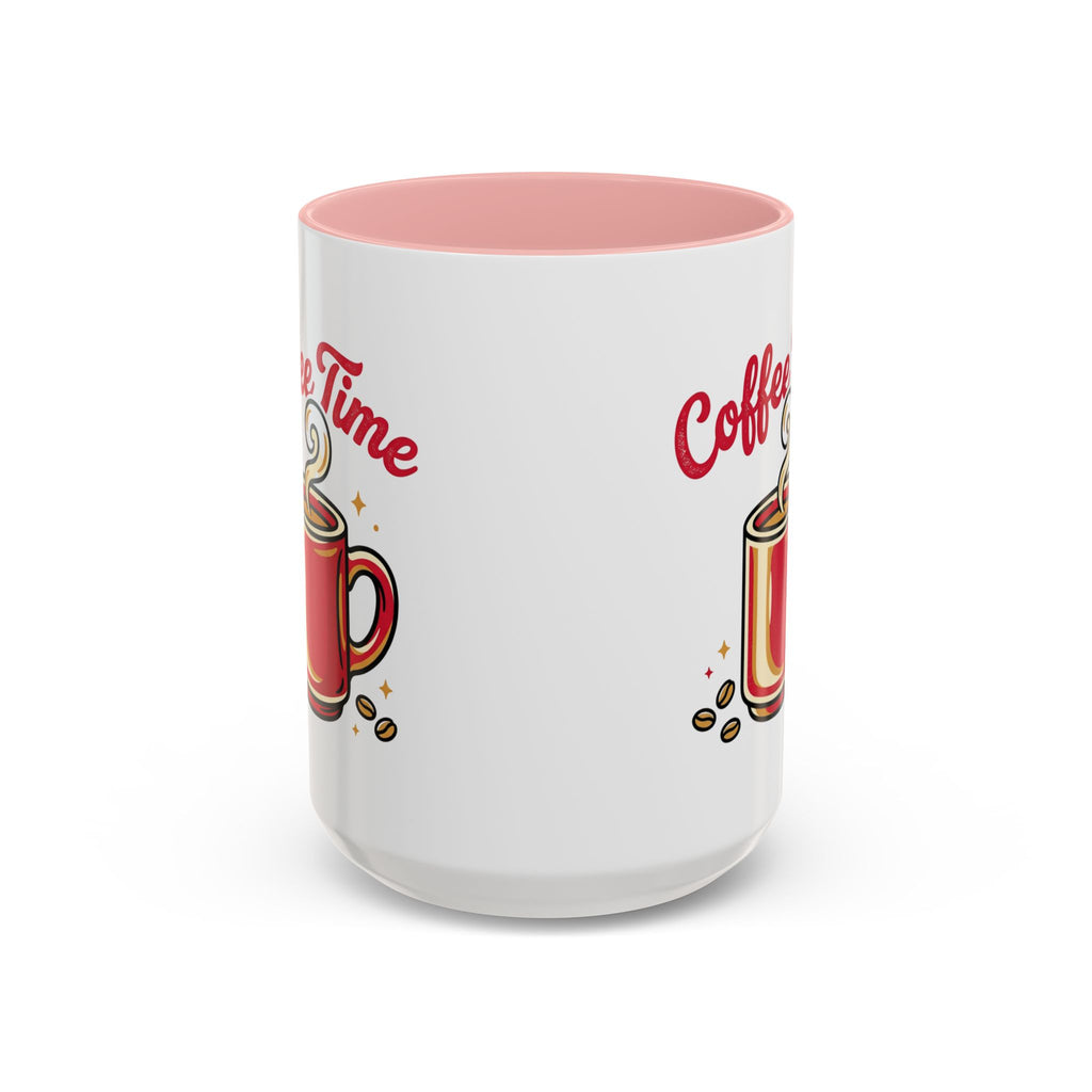 Coffee Mug - "Coffee Time" Red Accent Ceramic Mug (11/15oz)