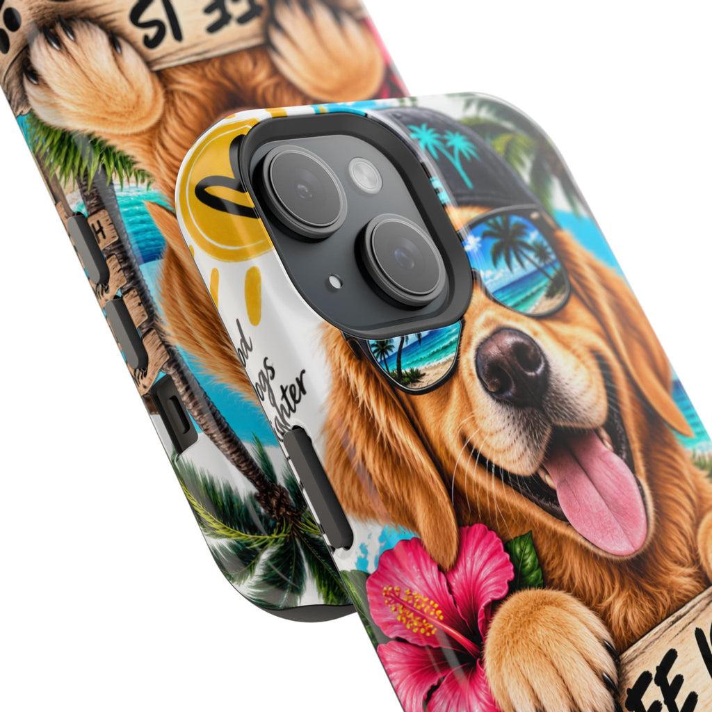 Impact-Resistant Phone Case — "Life Is Better With a Dog" Tropical Dog Design