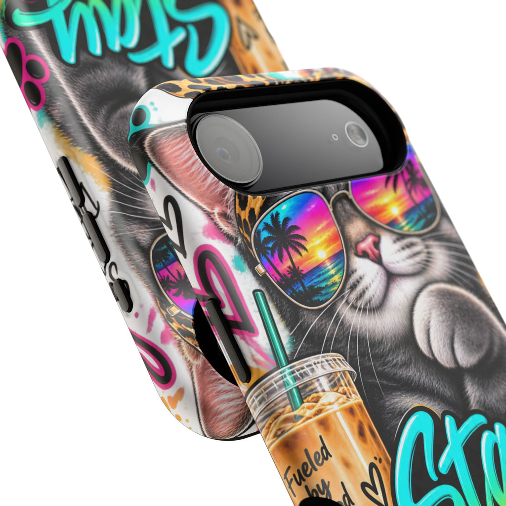 Phone Case — "Stay Pawsitive" Cat Impact-Resistant Case