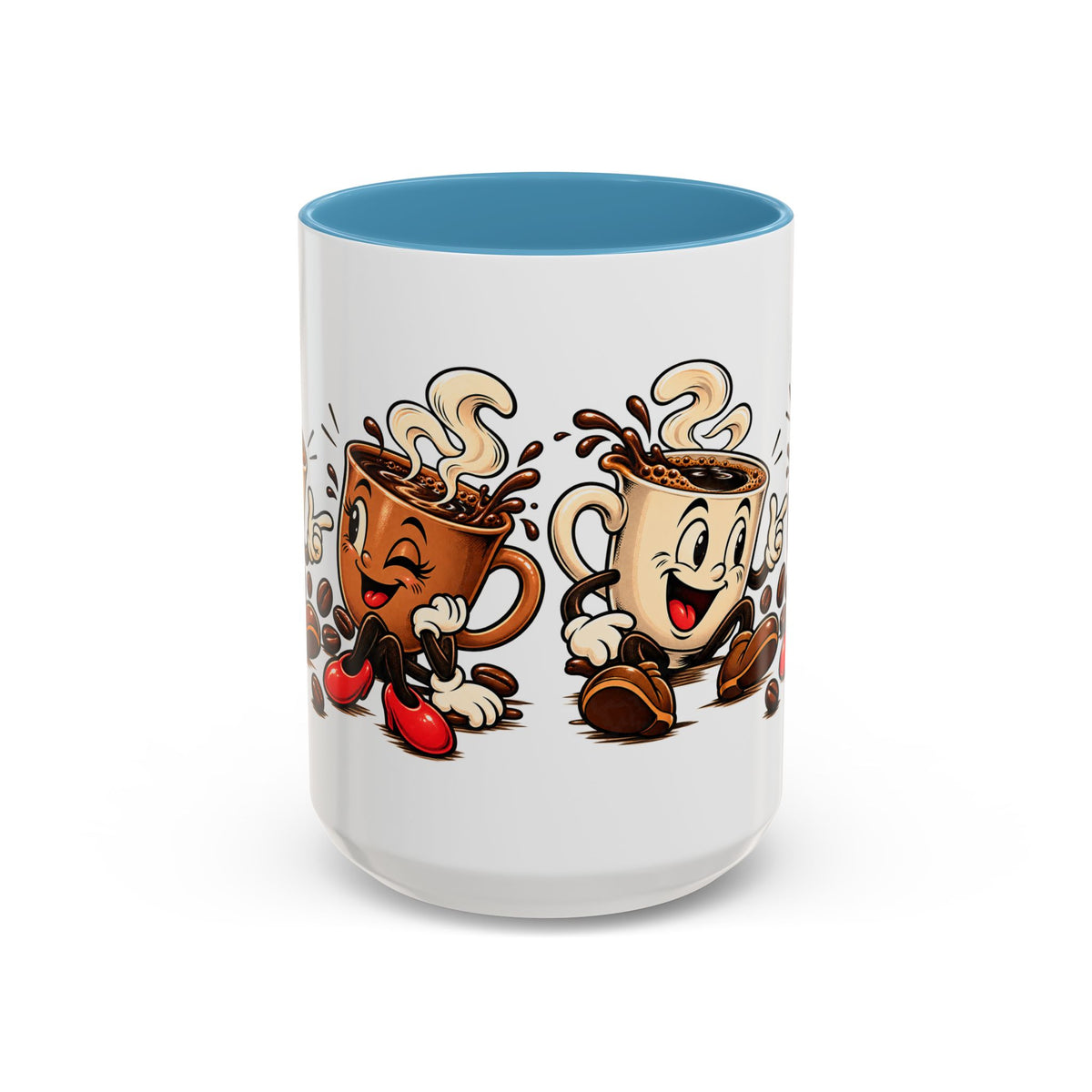 Coffee Cartoon Mug — Cute Dancing Coffee Cups Accent Mug