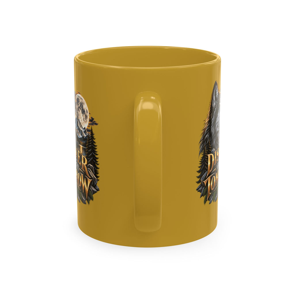 Discover Tomorrow Ceramic Mug — Howling Wolf & Moon Coffee Cup