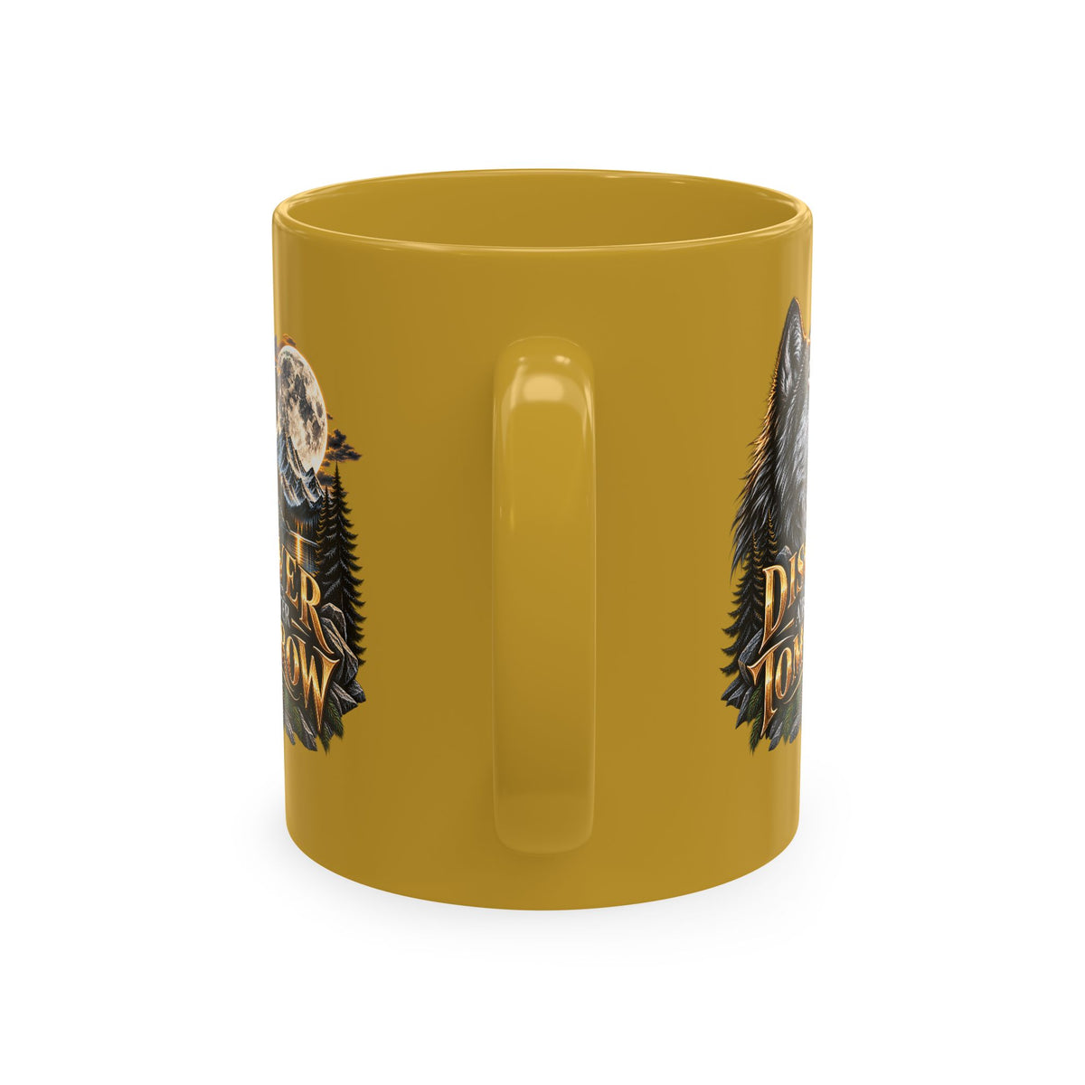 Discover Tomorrow Ceramic Mug — Howling Wolf & Moon Coffee Cup
