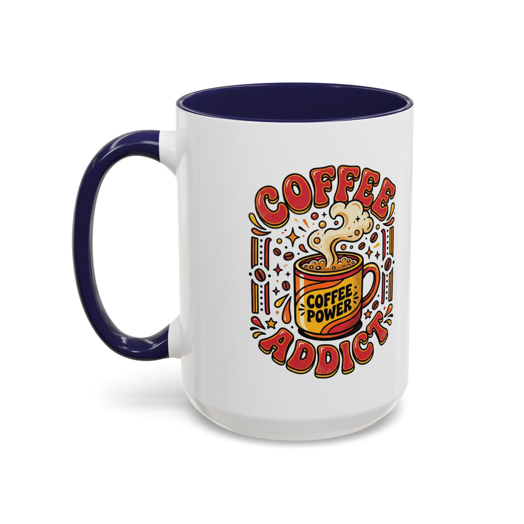 Coffee Addict Accent Mug — "Coffee Power" Retro Coffee Lover Gift (11oz/15oz)