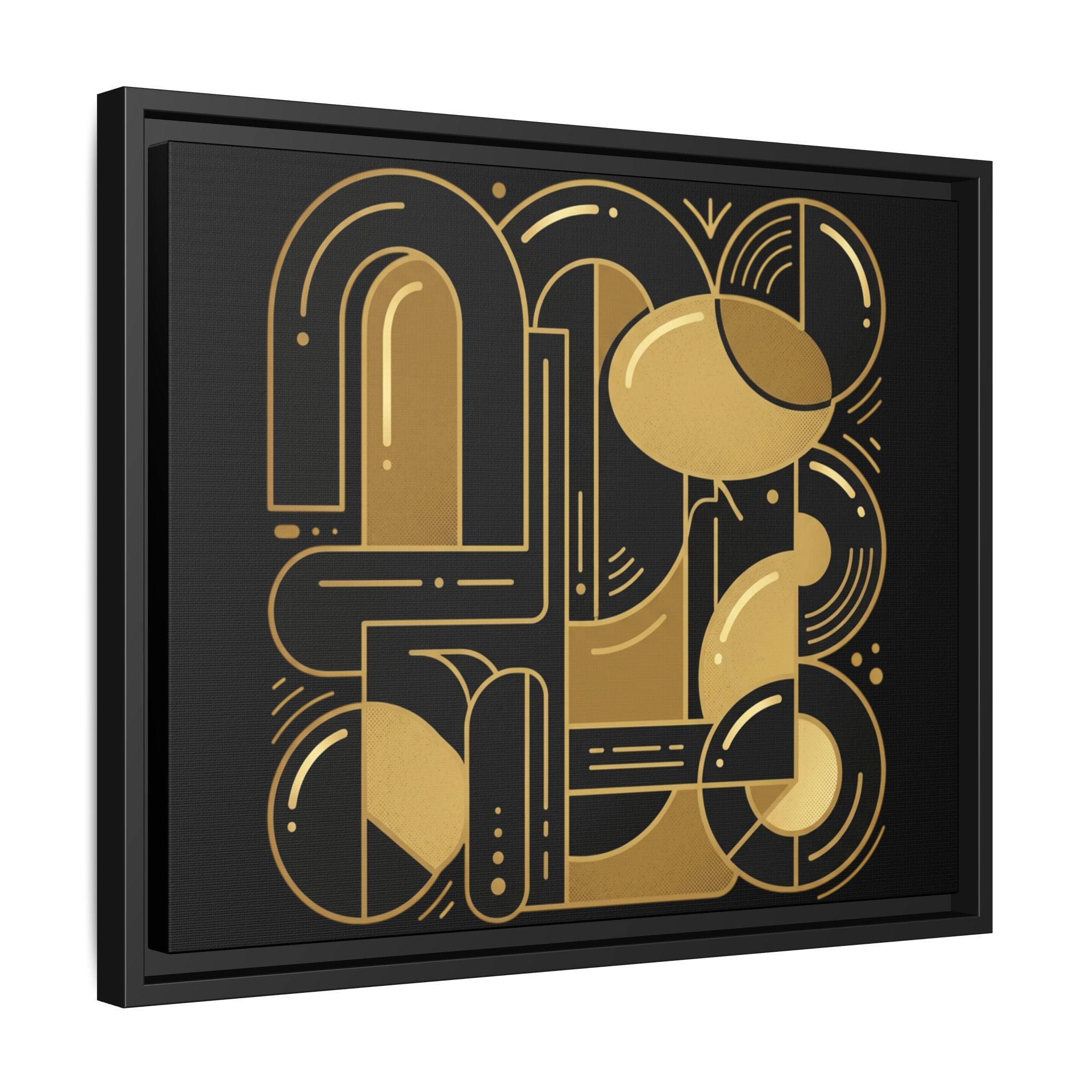 Gold Geometric Art Print — Framed Matte Canvas