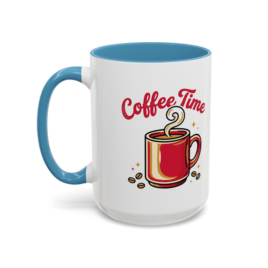 Coffee Mug - "Coffee Time" Red Accent Ceramic Mug (11/15oz)