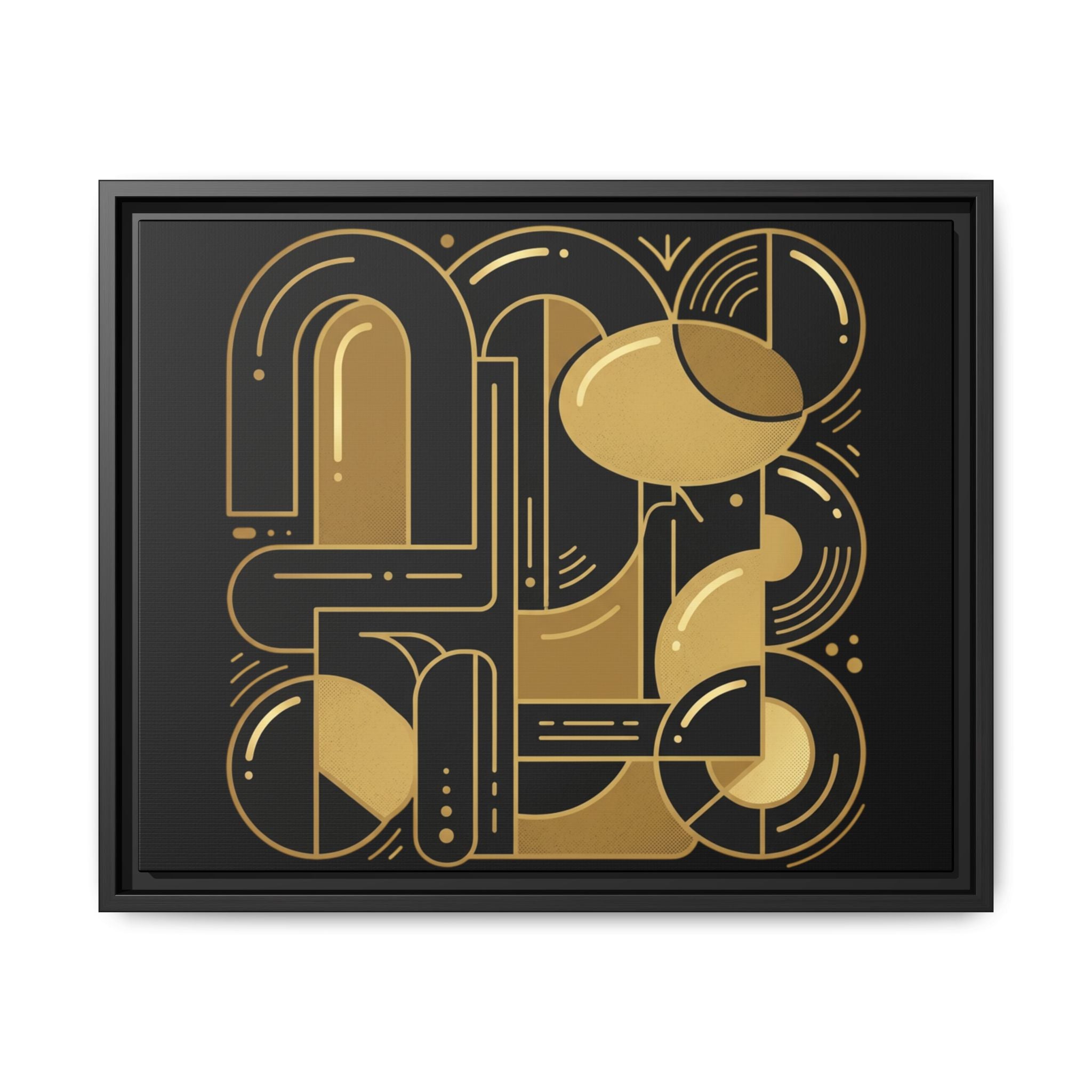 Gold Geometric Art Print — Framed Matte Canvas