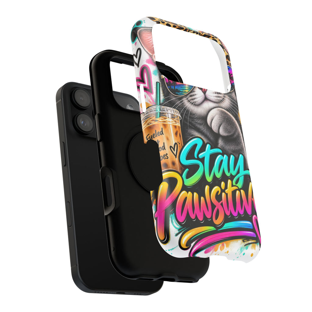 Phone Case — "Stay Pawsitive" Cat Impact-Resistant Case
