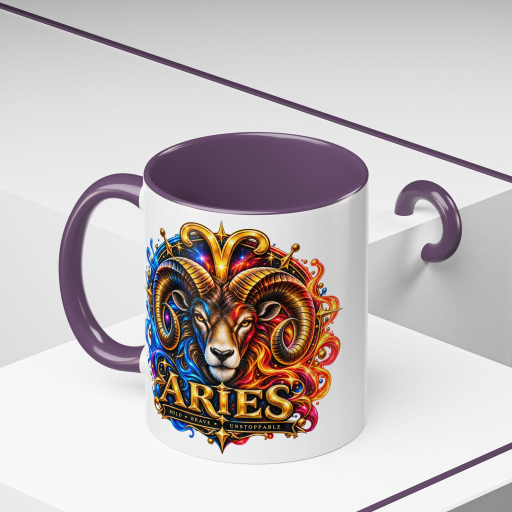 Aries Zodiac Coffee Mug — Colorful Ram Astrology Accent Mug (11/15oz)