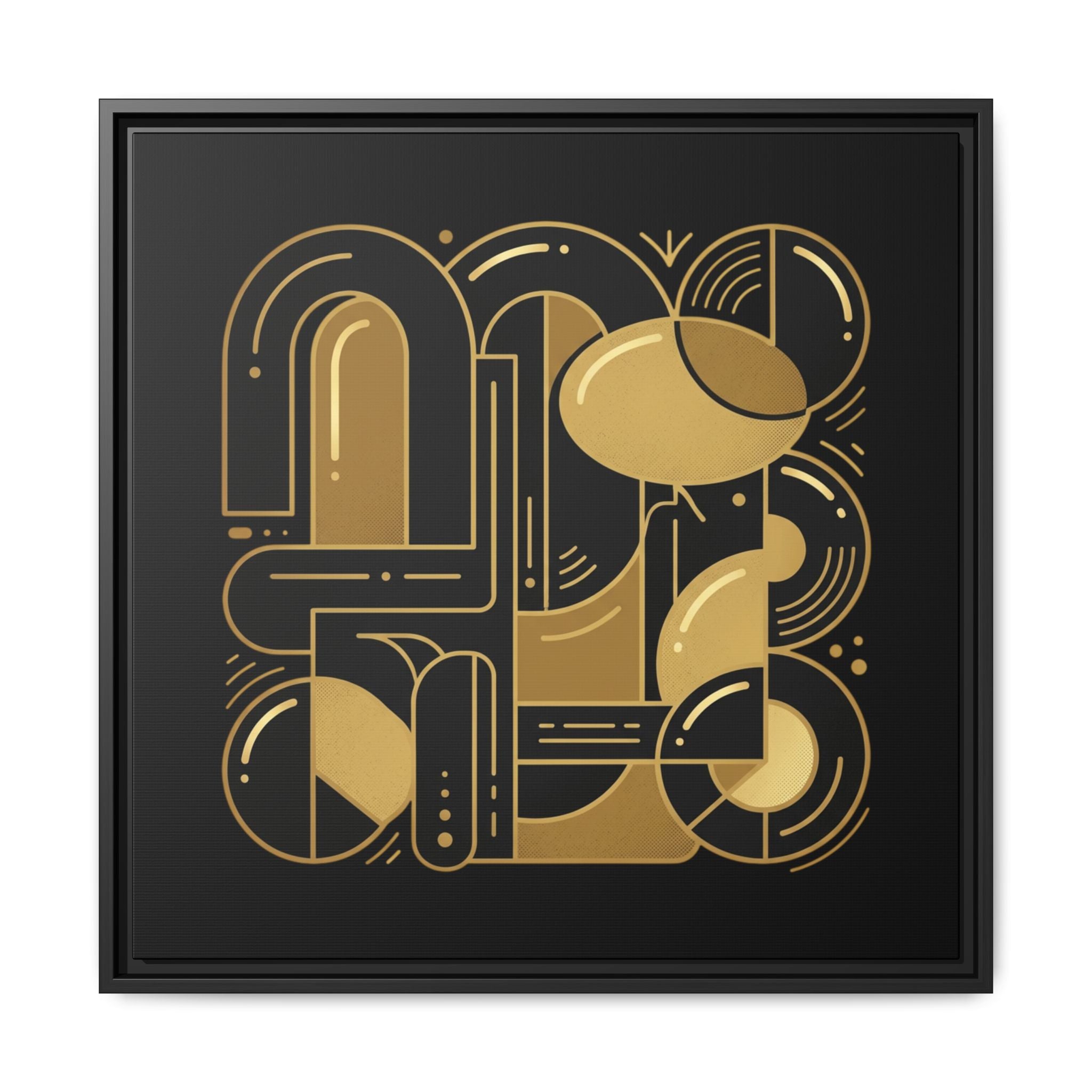 Gold Geometric Art Print — Framed Matte Canvas