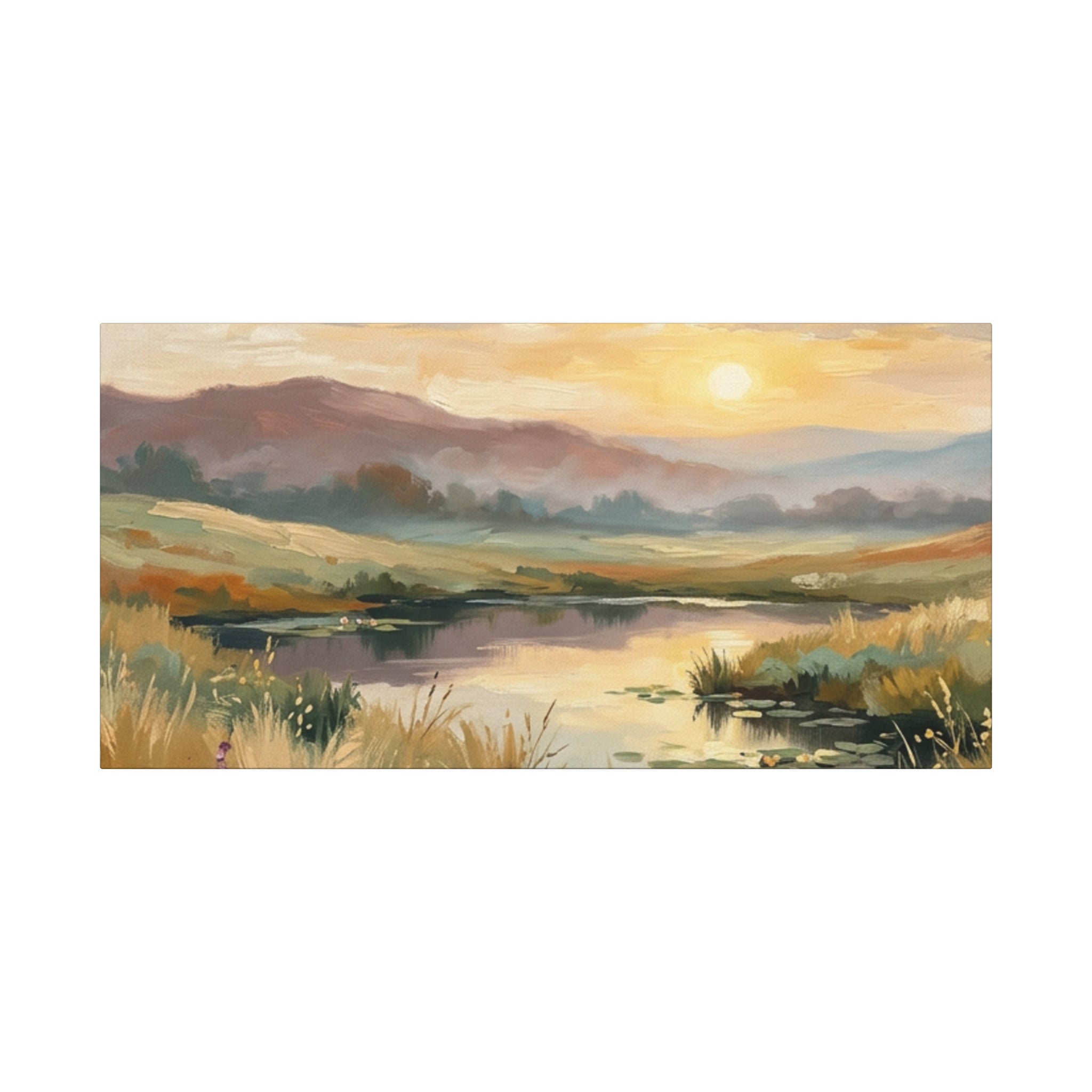 Sunset Meadow Canvas Wall Art — Stretched Matte Landscape Print