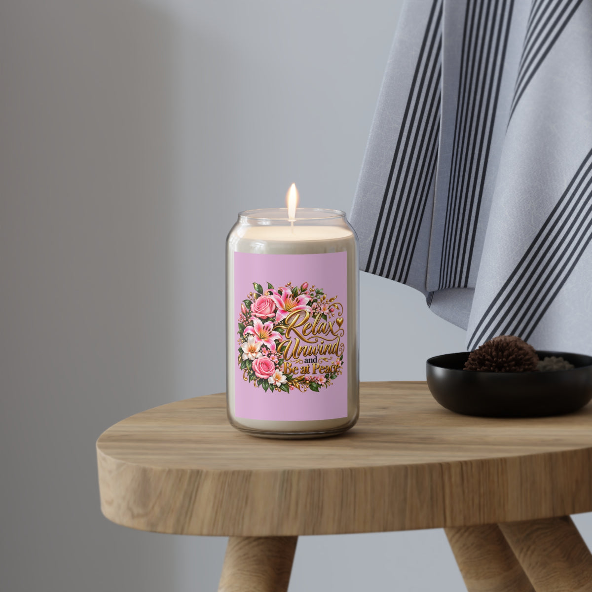 Relax, Unwind & Be at Peace Soy Candle — Floral Scented 13.75oz