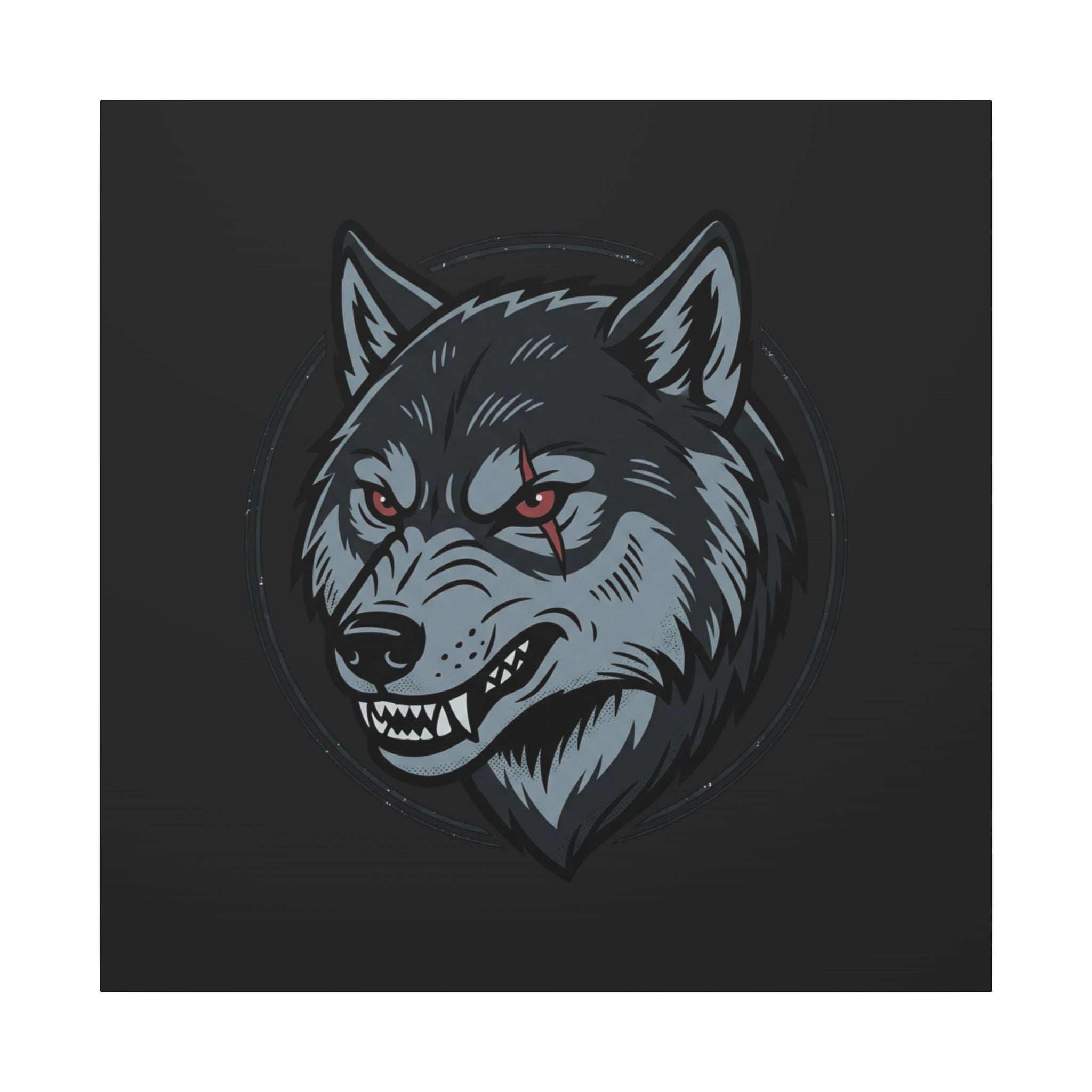 Wolf Head Canvas Wall Art — Fierce Gray Wolf Portrait Matte Stretched