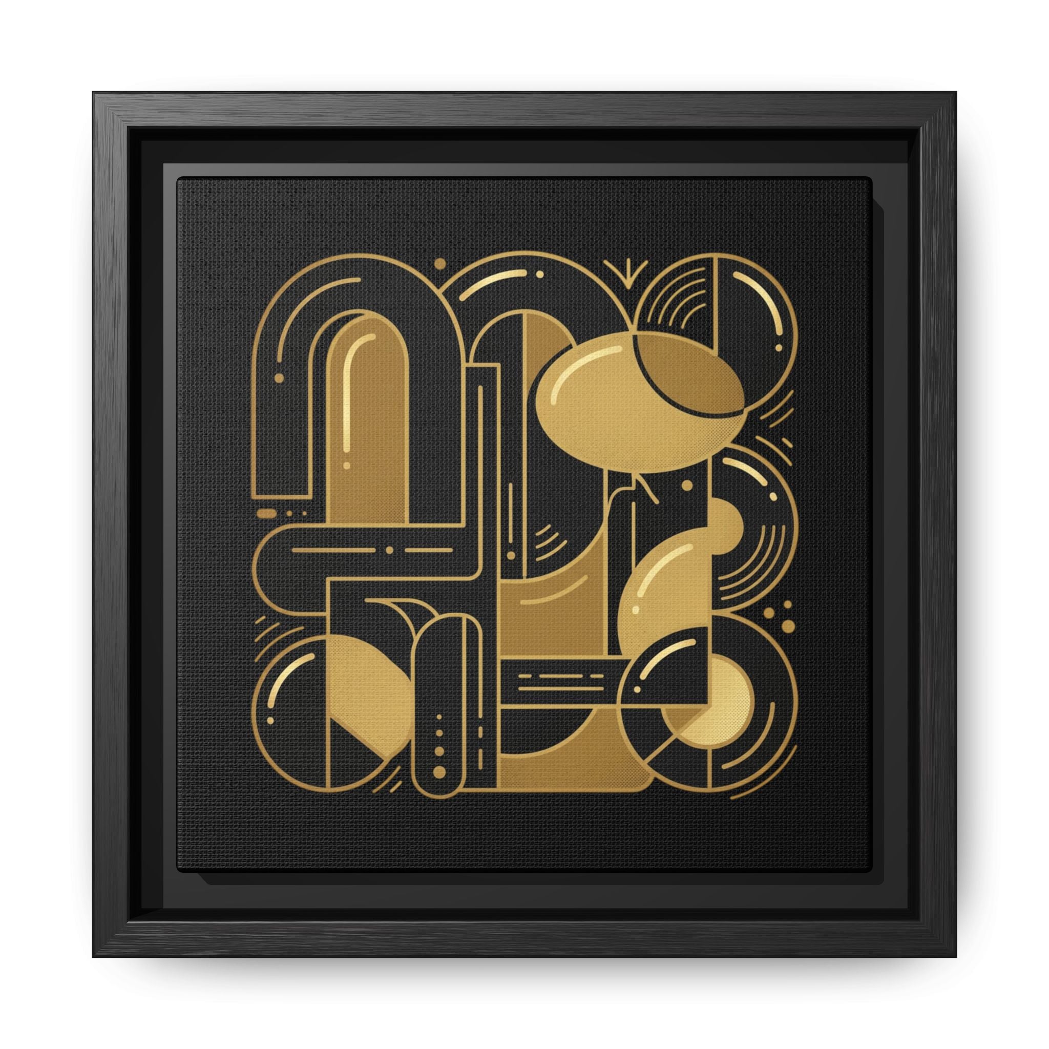 Gold Geometric Art Print — Framed Matte Canvas