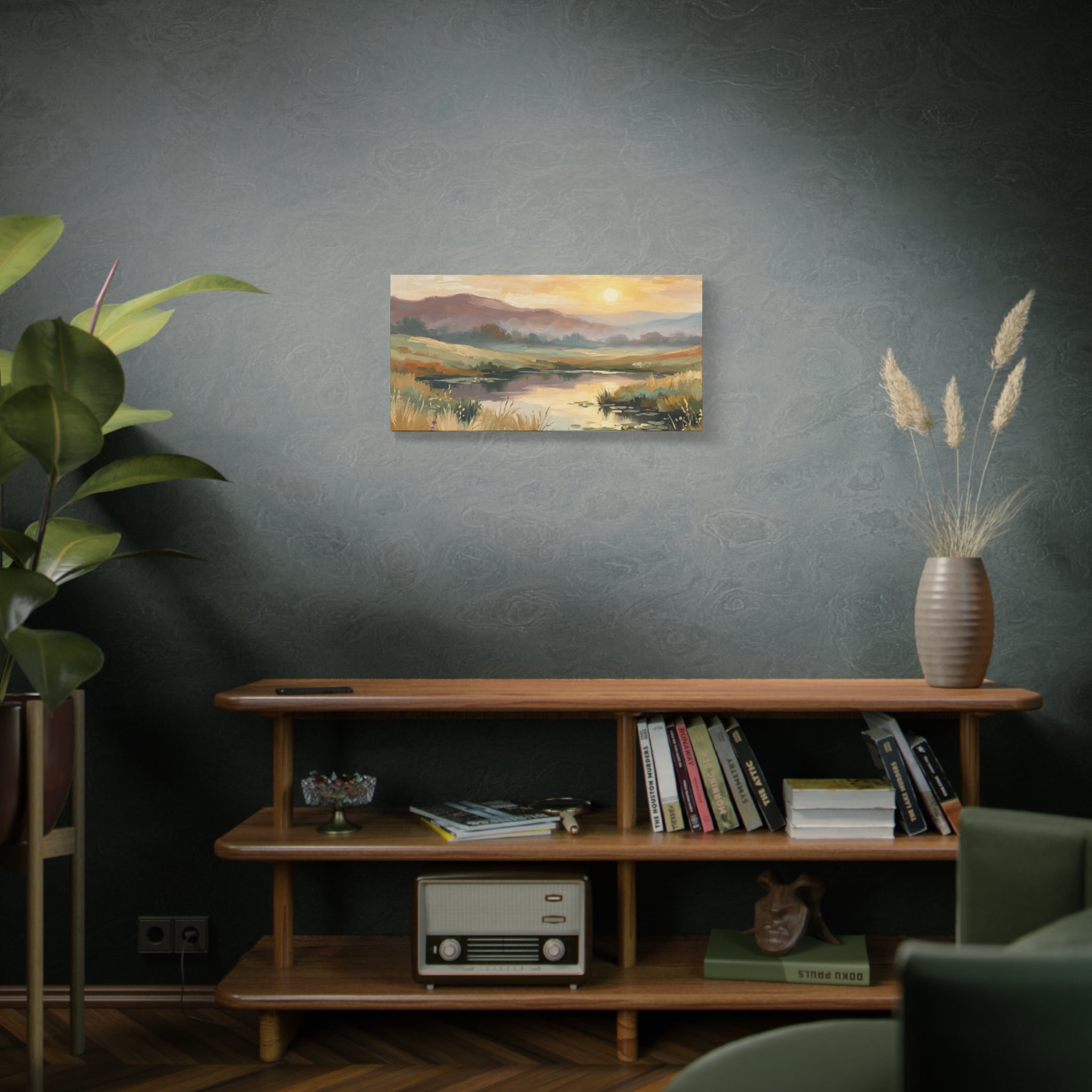 Sunset Meadow Canvas Wall Art — Stretched Matte Landscape Print