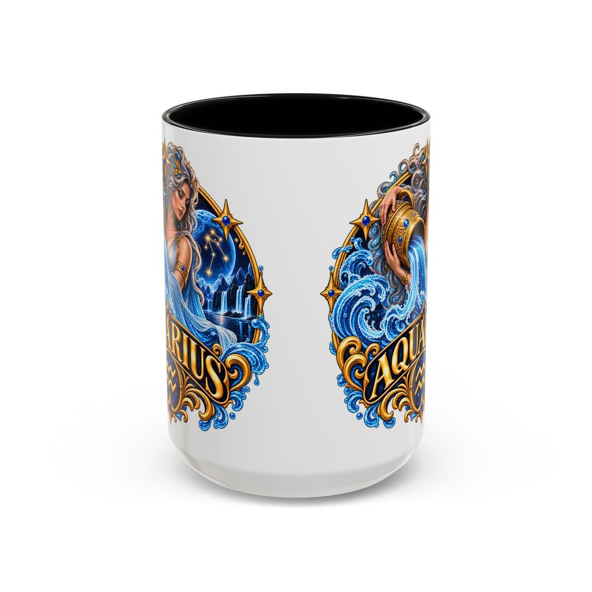 Aquarius Zodiac Coffee Mug — Illustrated Water Bearer Astrology Gift (11/15oz)