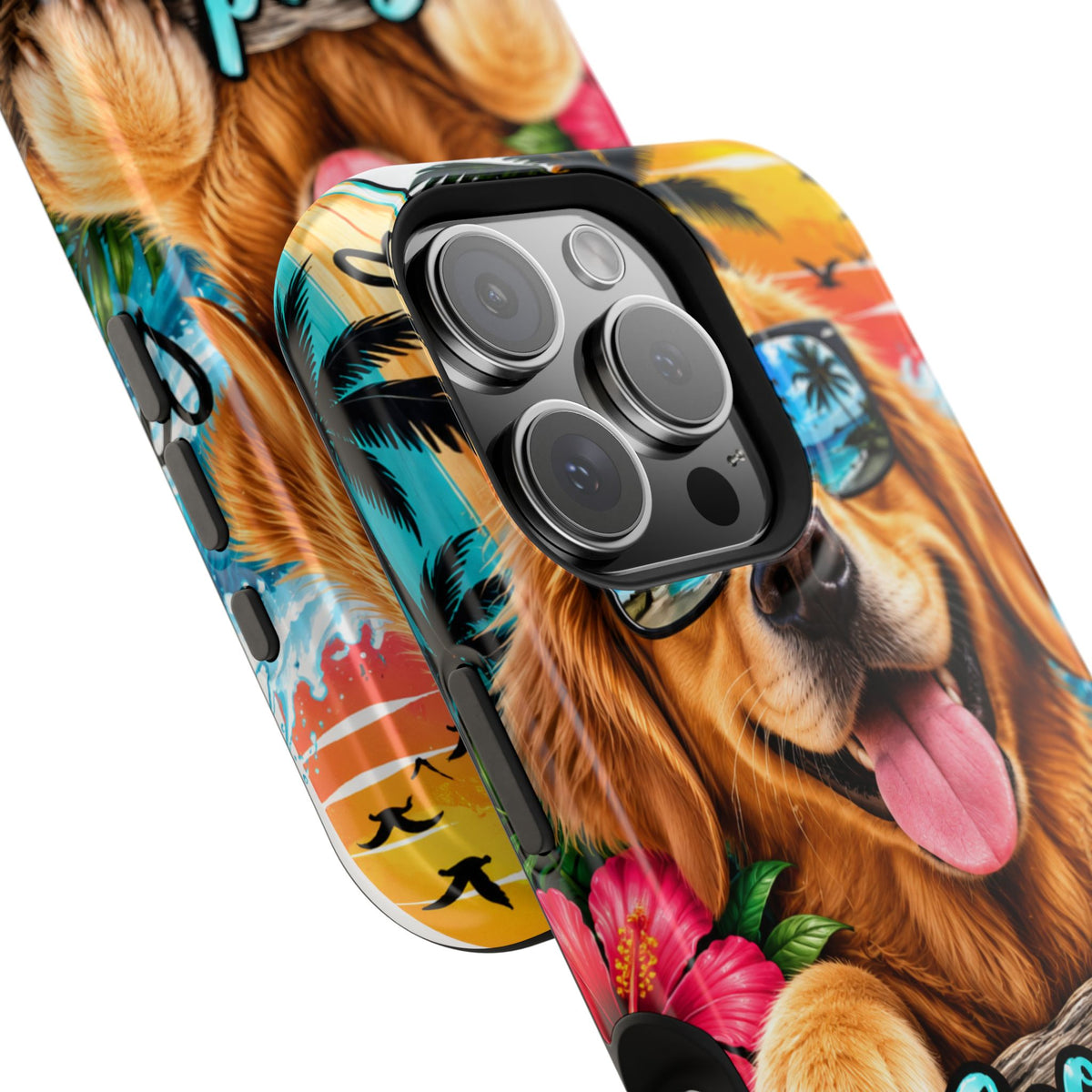 Phone Case — 'Good Vibes Only' Tropical Dog Impact-Resistant Case
