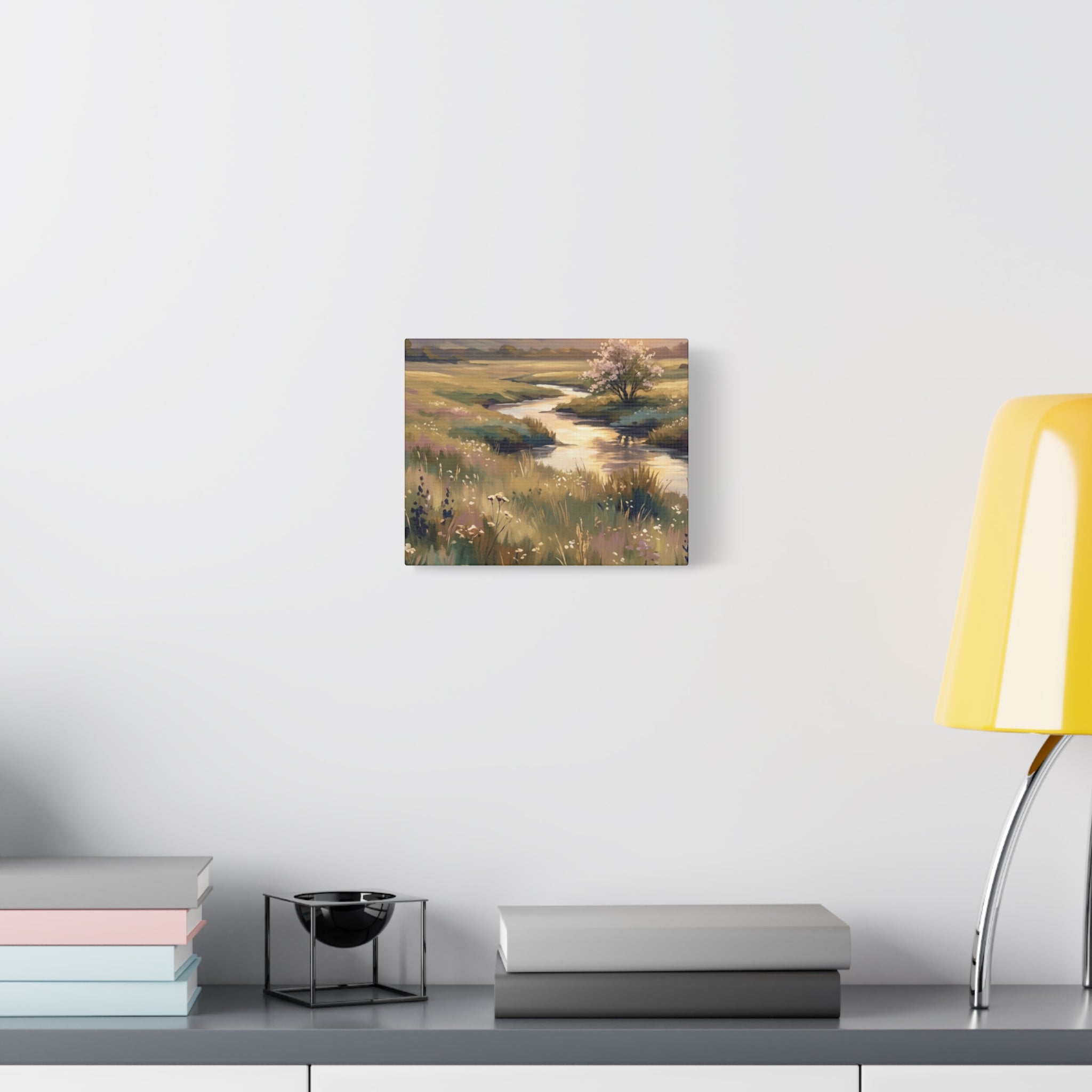 Serene Meadow Stream Matte Canvas Art — Stretched Wall Decor