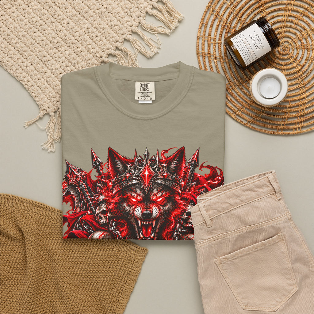 Wolf Skull T-Shirt — Red Gothic Horror Graphic Tee