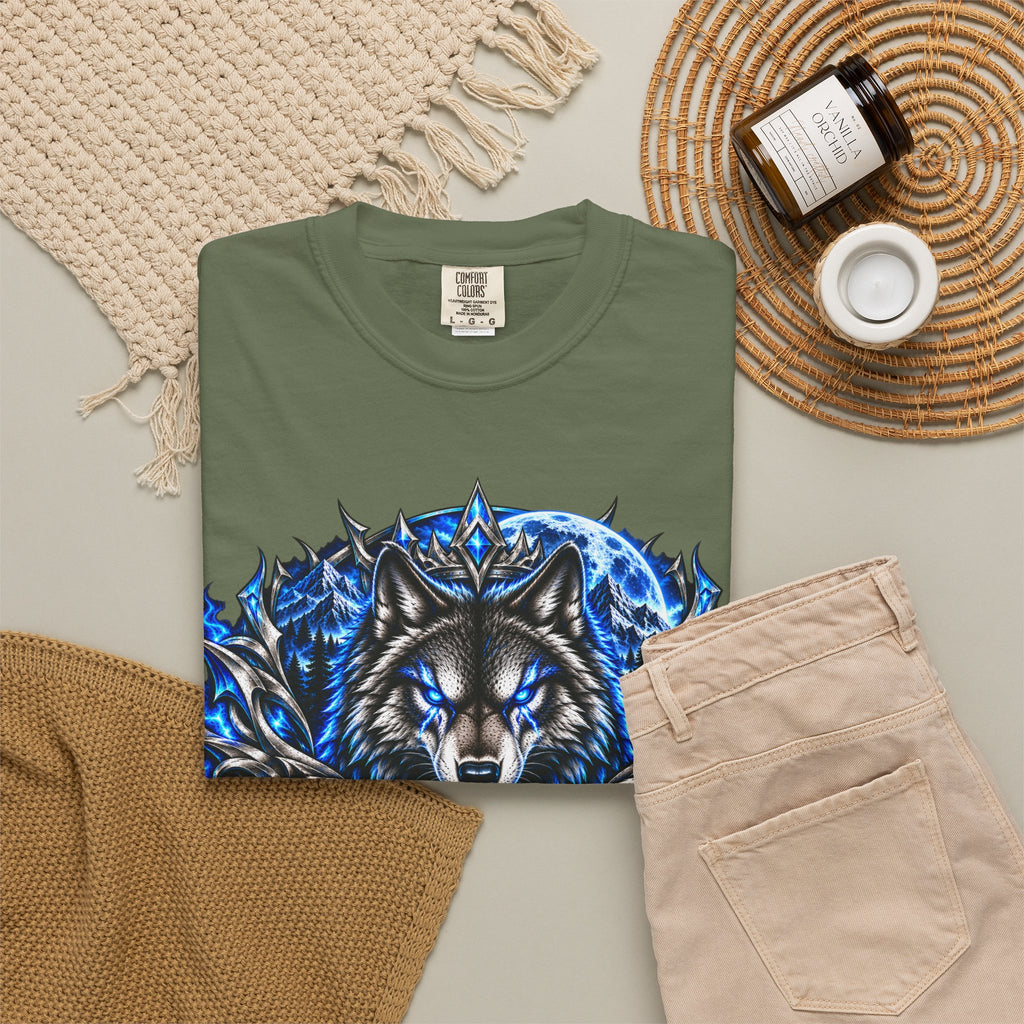 Conqueror Wolf Graphic T-Shirt — Fierce Blue Wolf Design