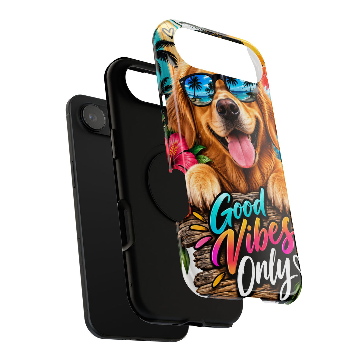Phone Case — 'Good Vibes Only' Tropical Dog Impact-Resistant Case