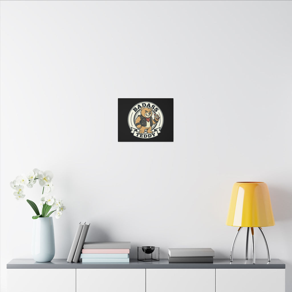 Badass Teddy Canvas Wall Art — Edgy Teddy Bear Stretched Matte Print
