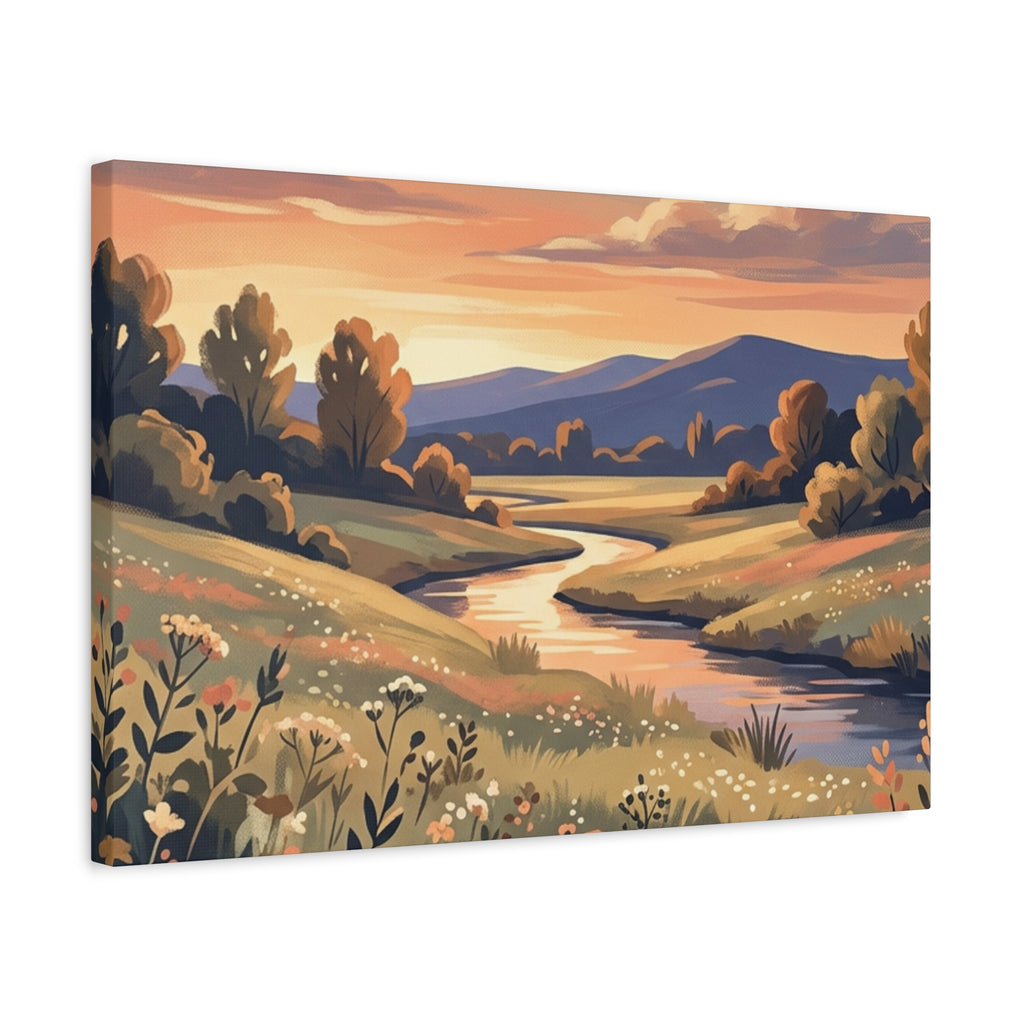 Sunset Meadow Canvas Wall Art