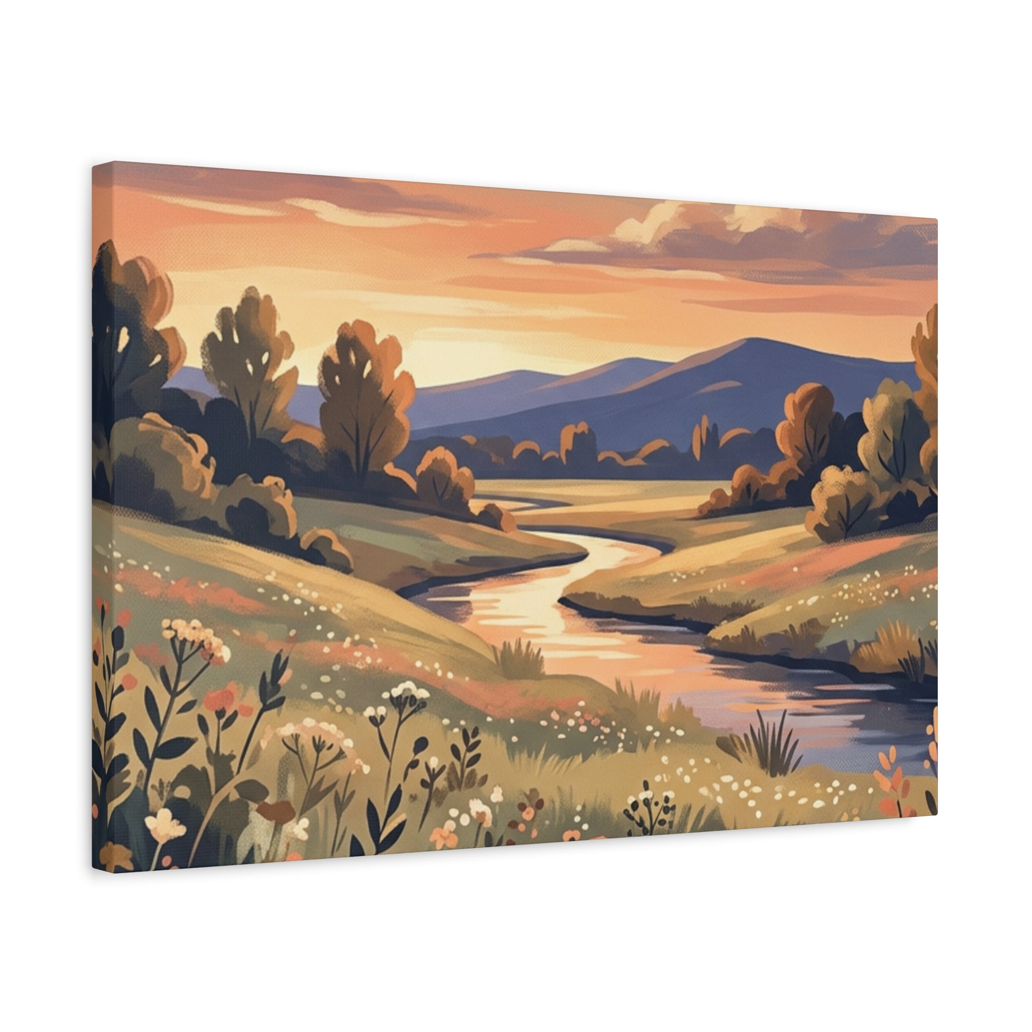 Sunset Meadow Canvas Wall Art