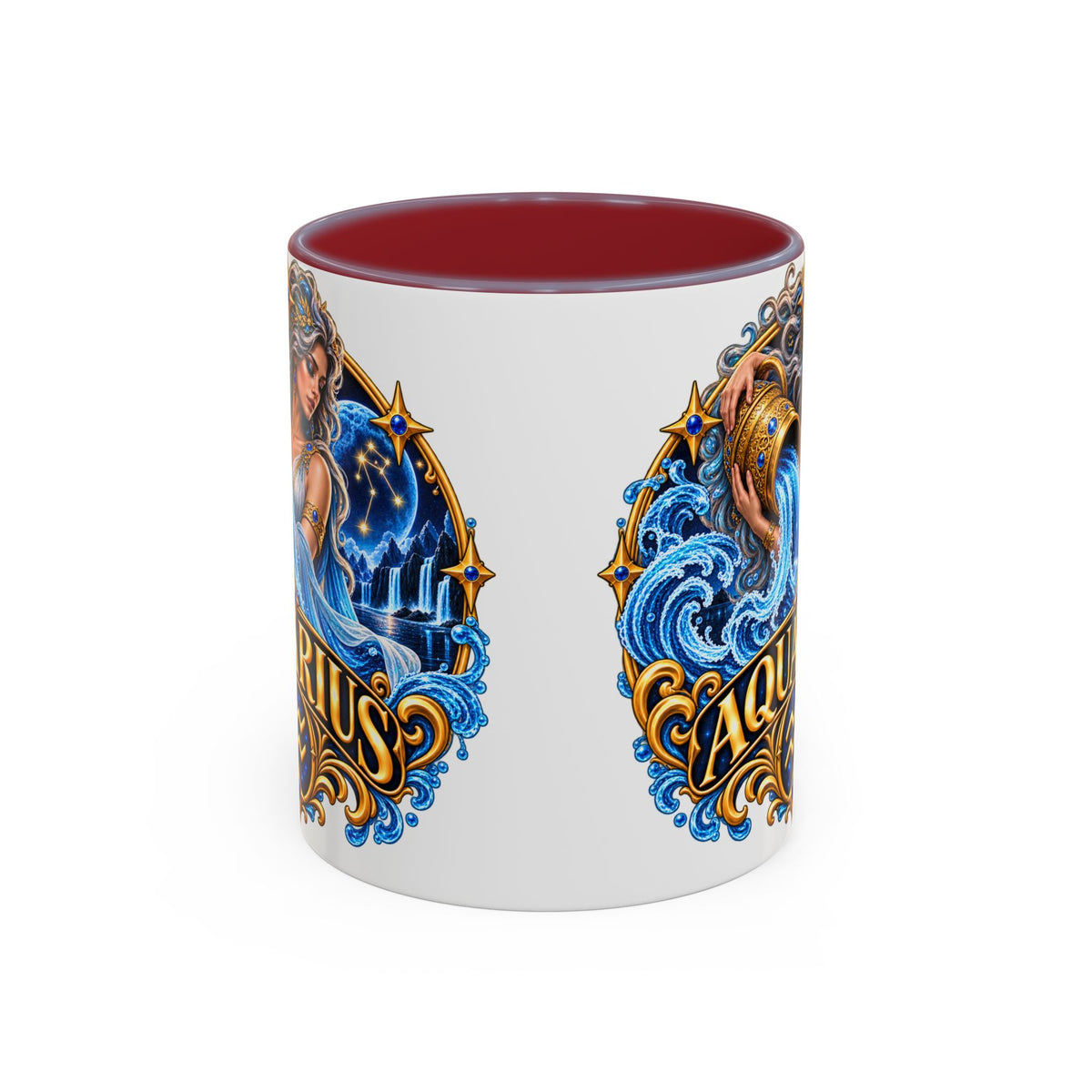 Aquarius Zodiac Coffee Mug — Illustrated Water Bearer Astrology Gift (11/15oz)