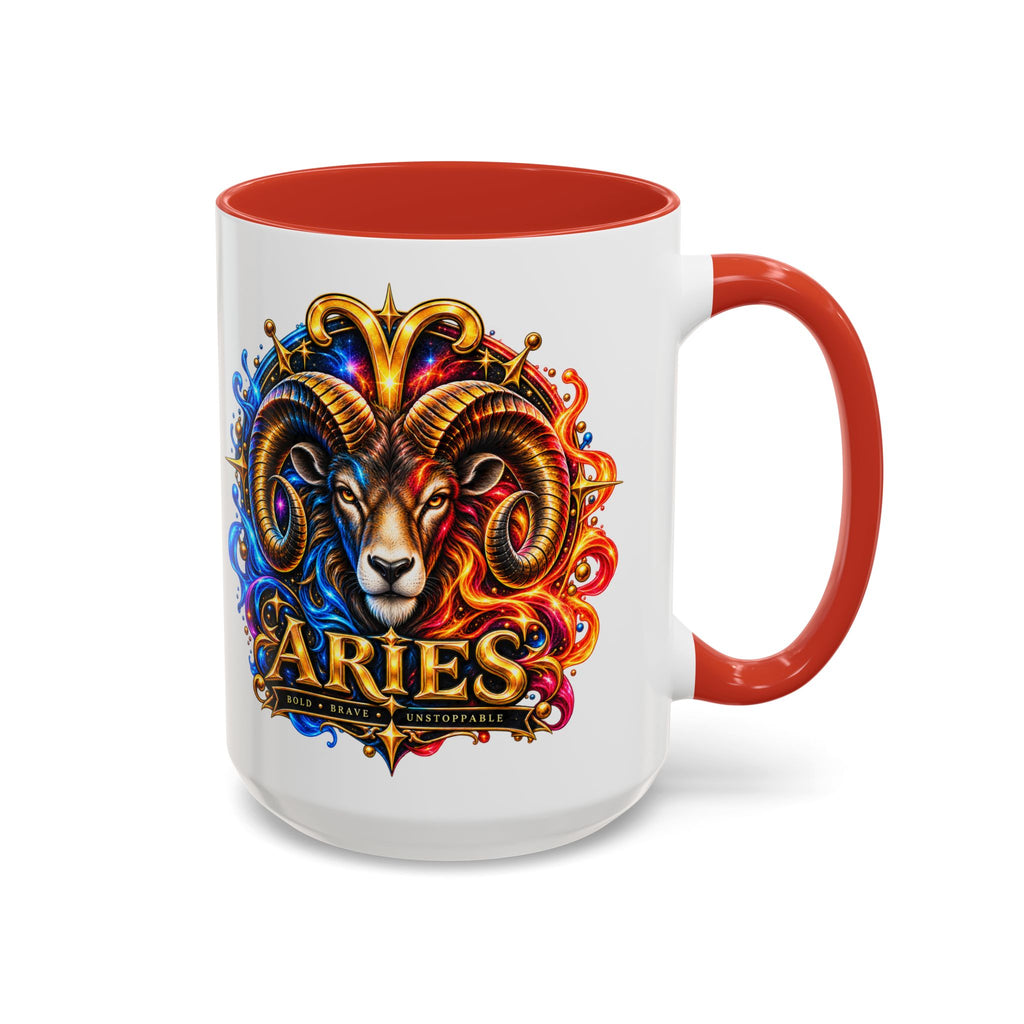 Aries Zodiac Coffee Mug — Colorful Ram Astrology Accent Mug (11/15oz)