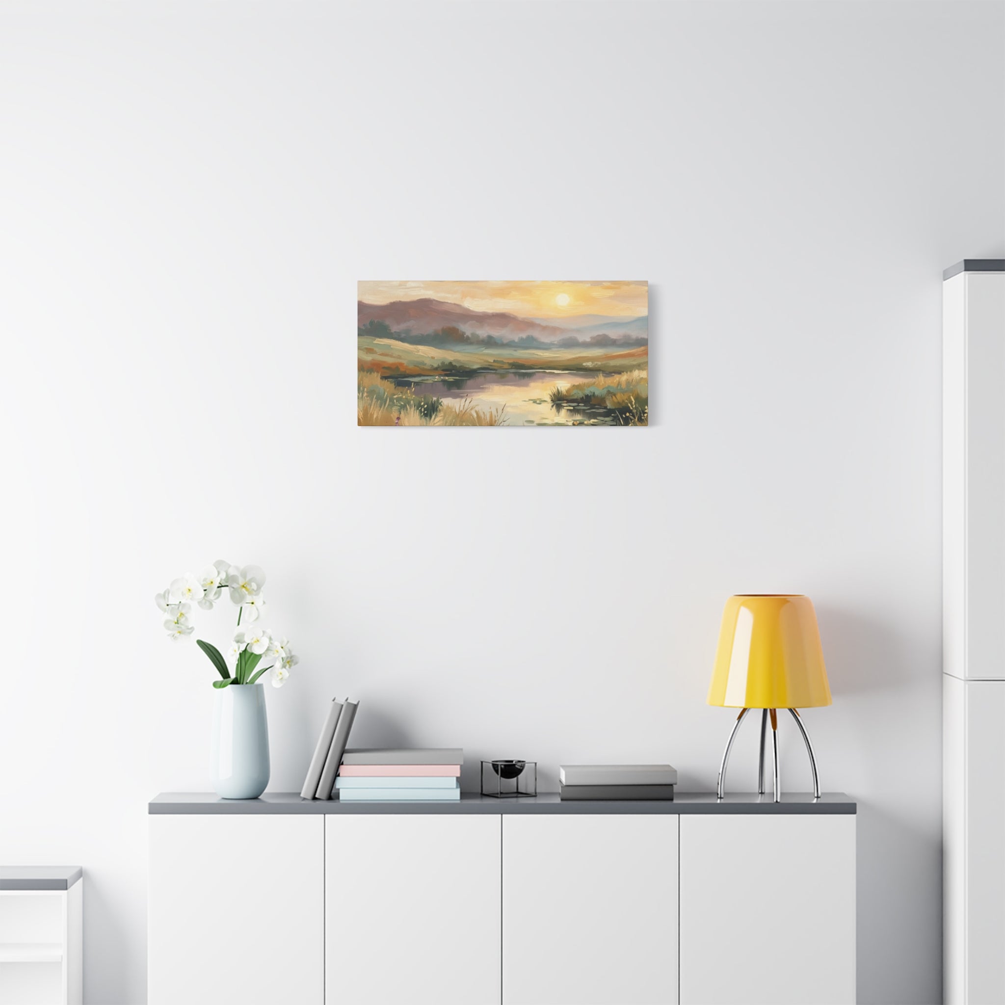 Sunset Meadow Canvas Wall Art — Stretched Matte Landscape Print
