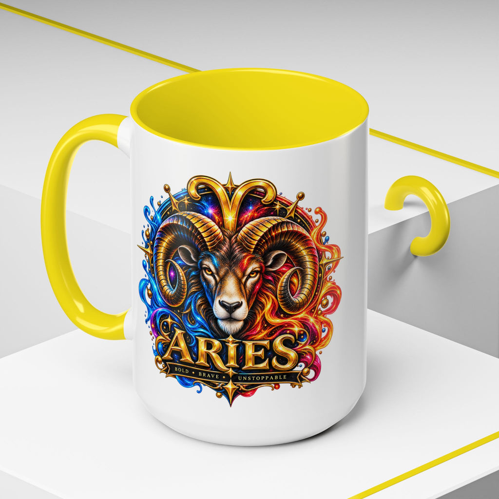 Aries Zodiac Coffee Mug — Colorful Ram Astrology Accent Mug (11/15oz)