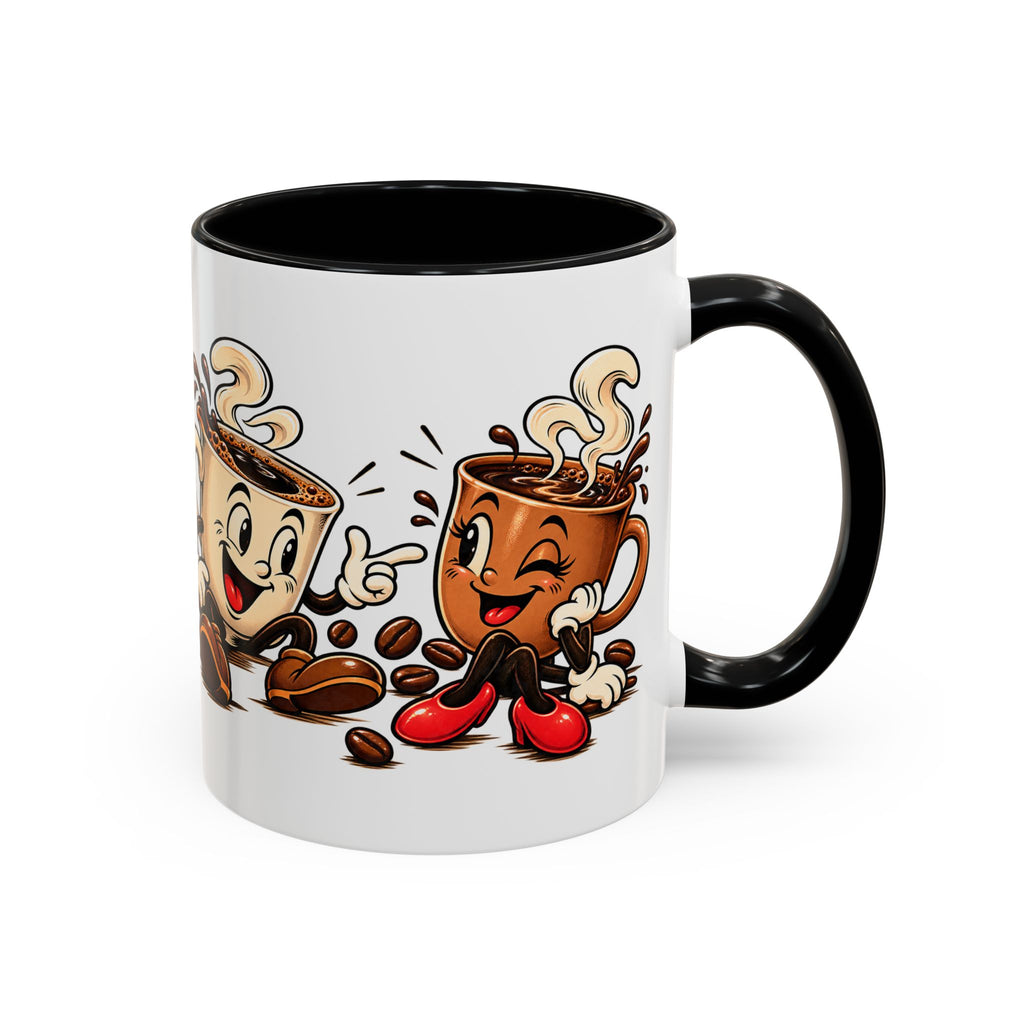 Coffee Cartoon Mug — Cute Dancing Coffee Cups Accent Mug