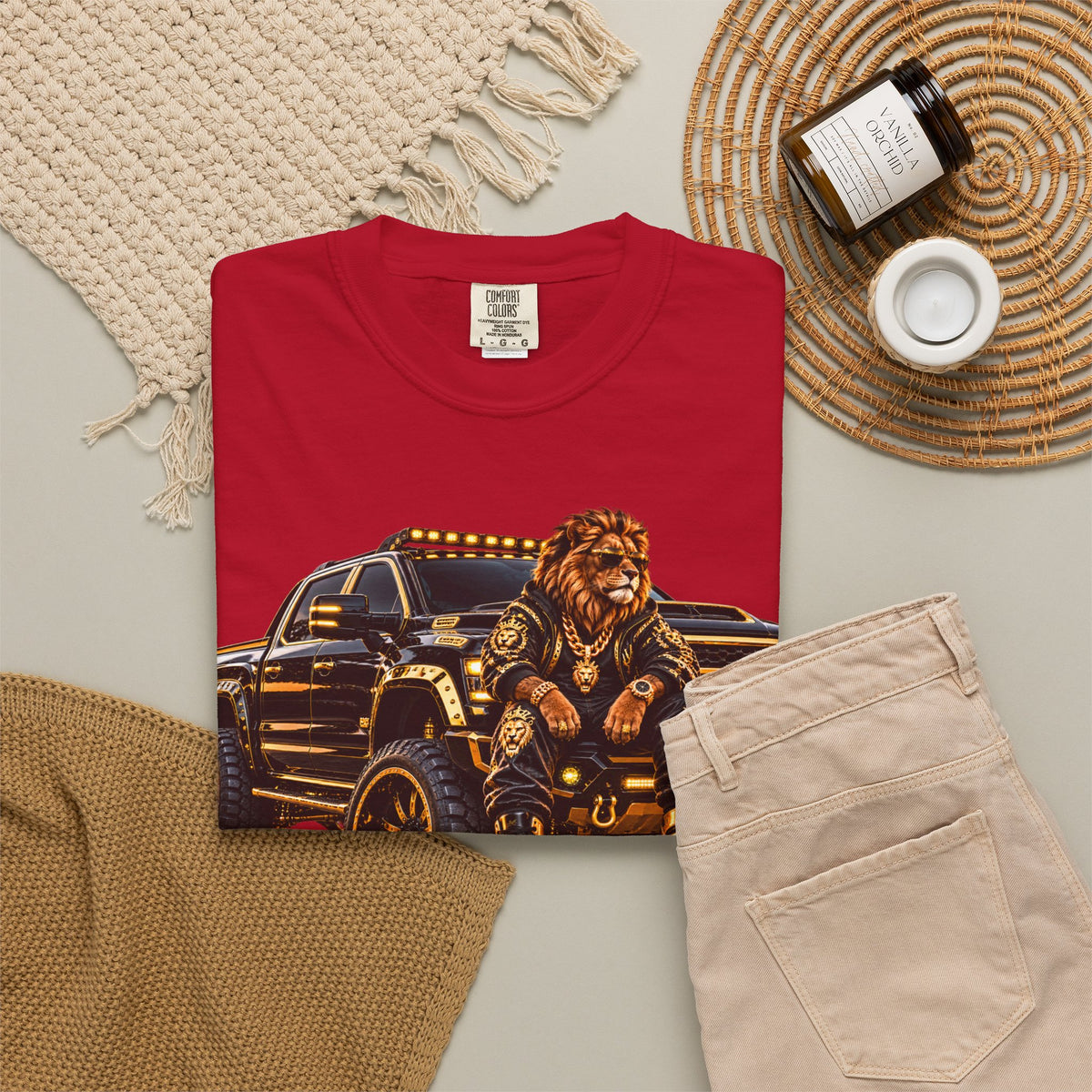 Lion Truck Graphic T-Shirt — Bold Off‑Road Crew Tee