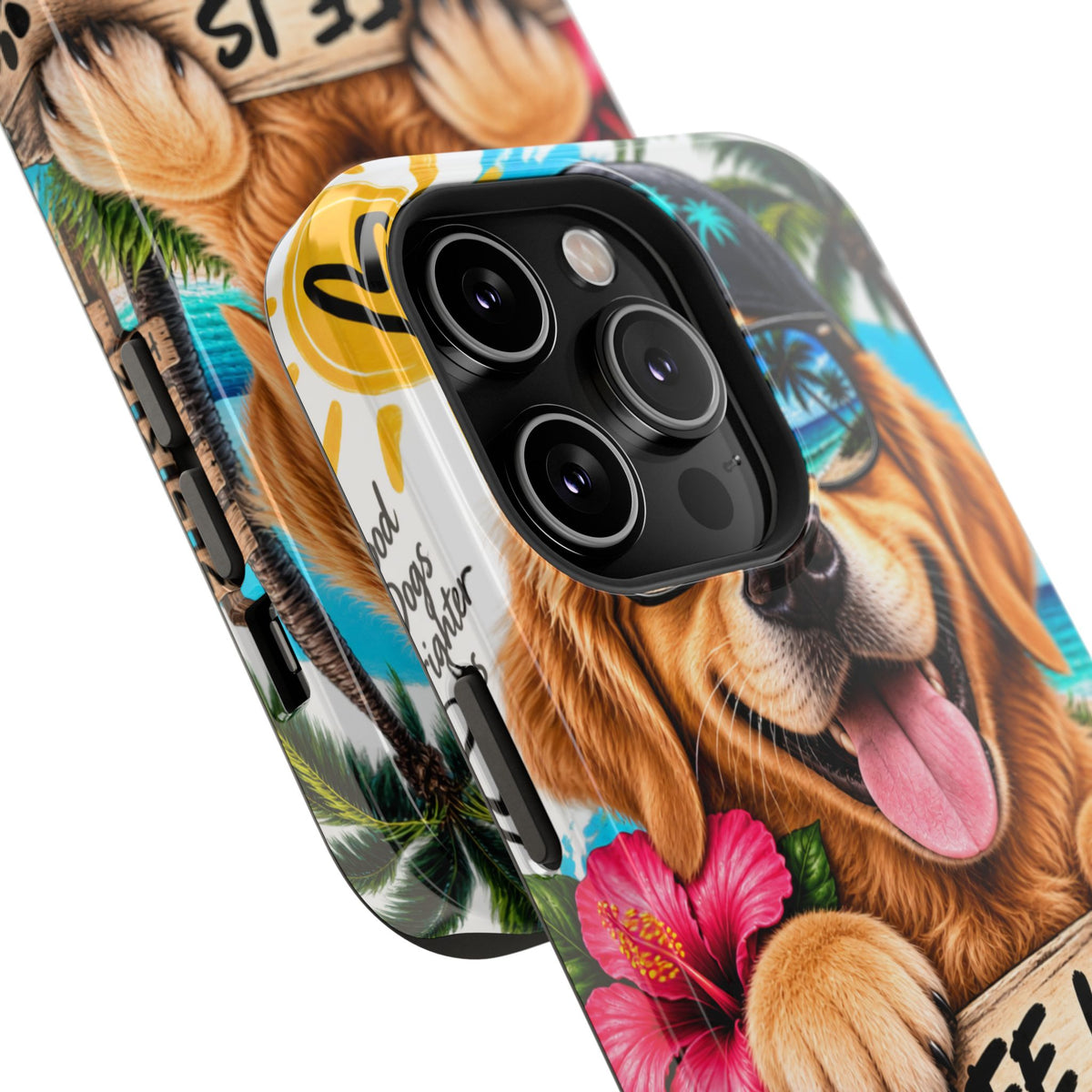 Impact-Resistant Phone Case — "Life Is Better With a Dog" Tropical Dog Design