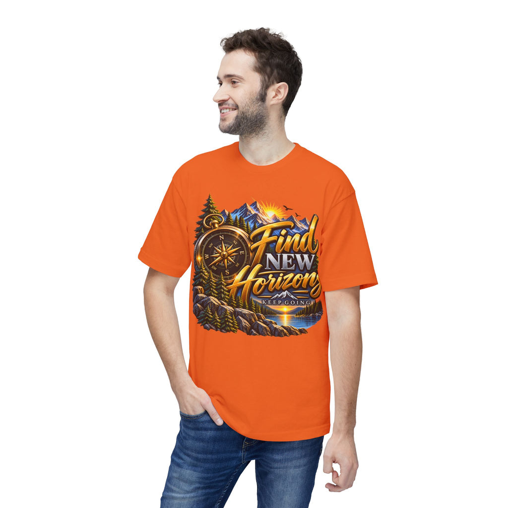 Find New Horizons T-Shirt — Adventure Compass Mountain Graphic Tee