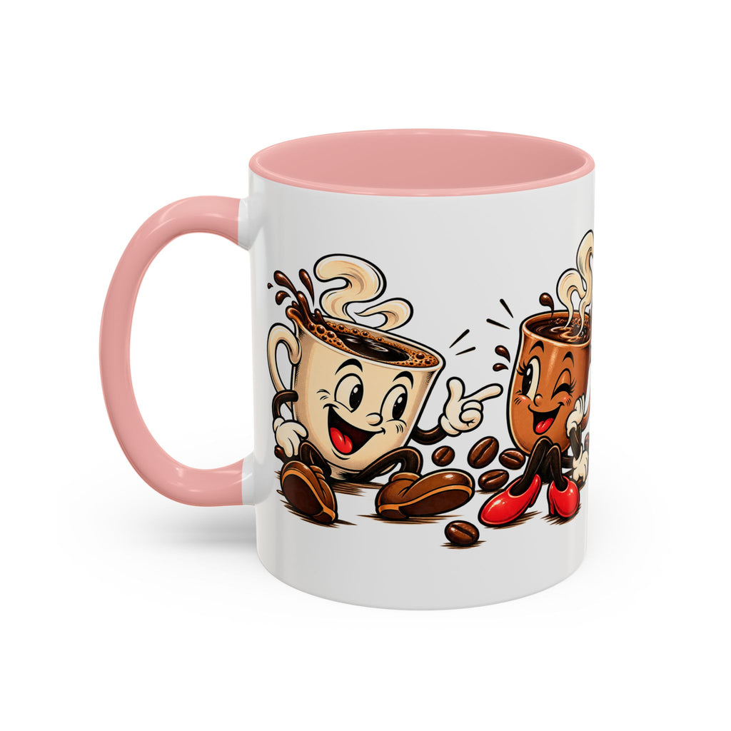 Coffee Cartoon Mug — Cute Dancing Coffee Cups Accent Mug