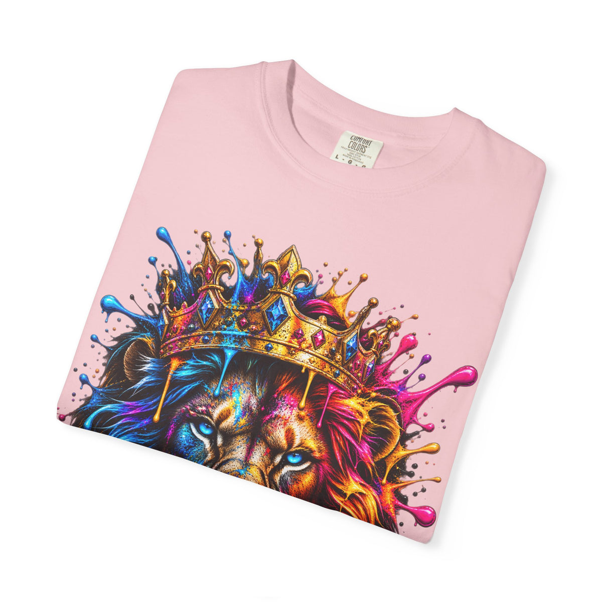 Color Splash Lion Tee — Regal Crown Graphic T-Shirt