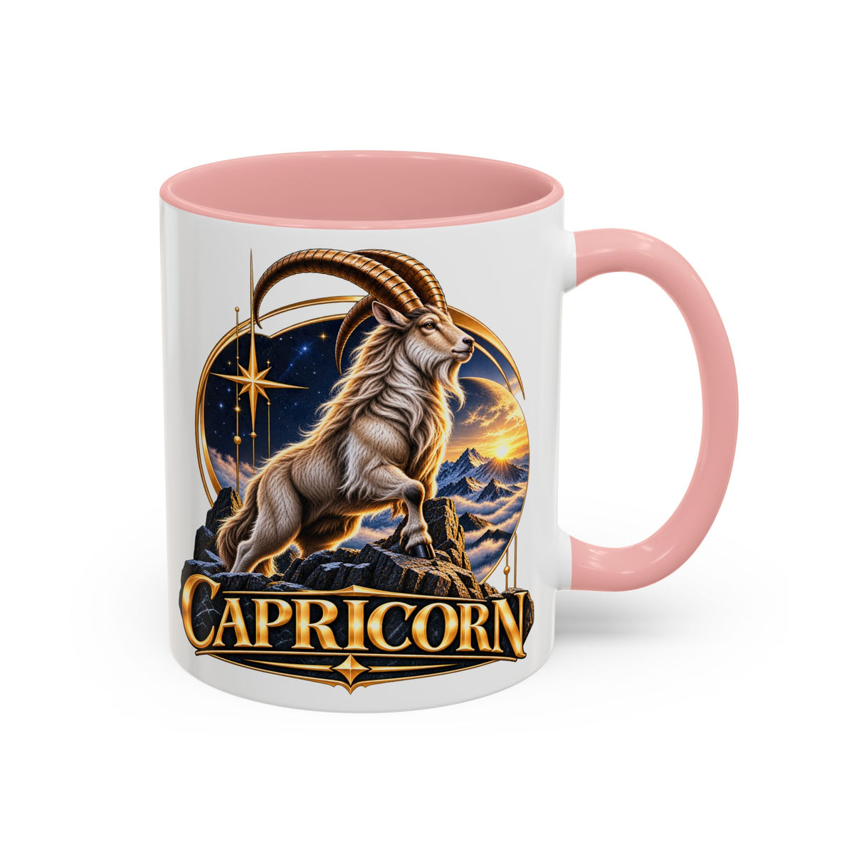 Capricorn Zodiac Coffee Mug — Astrological Goat Accent Mug (11/15oz)