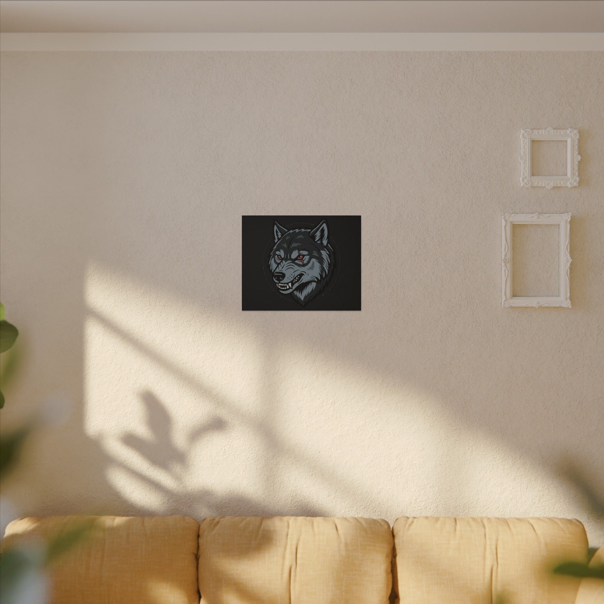 Wolf Head Canvas Wall Art — Fierce Gray Wolf Portrait Matte Stretched
