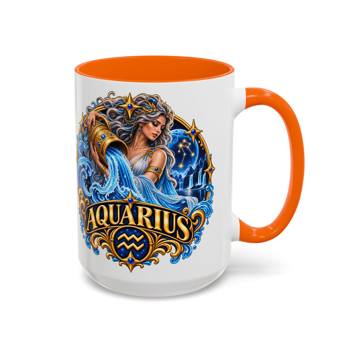 Aquarius Zodiac Coffee Mug — Illustrated Water Bearer Astrology Gift (11/15oz)
