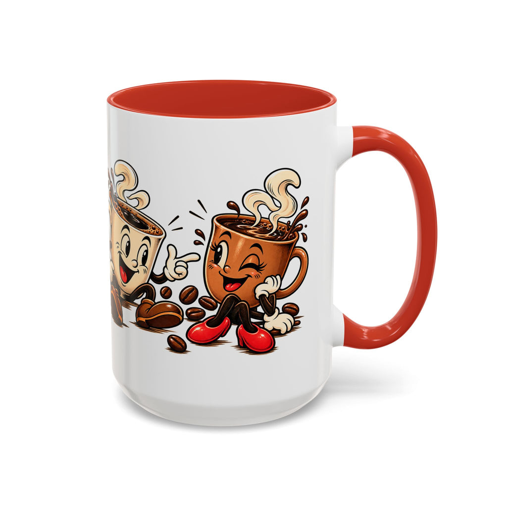 Coffee Cartoon Mug — Cute Dancing Coffee Cups Accent Mug