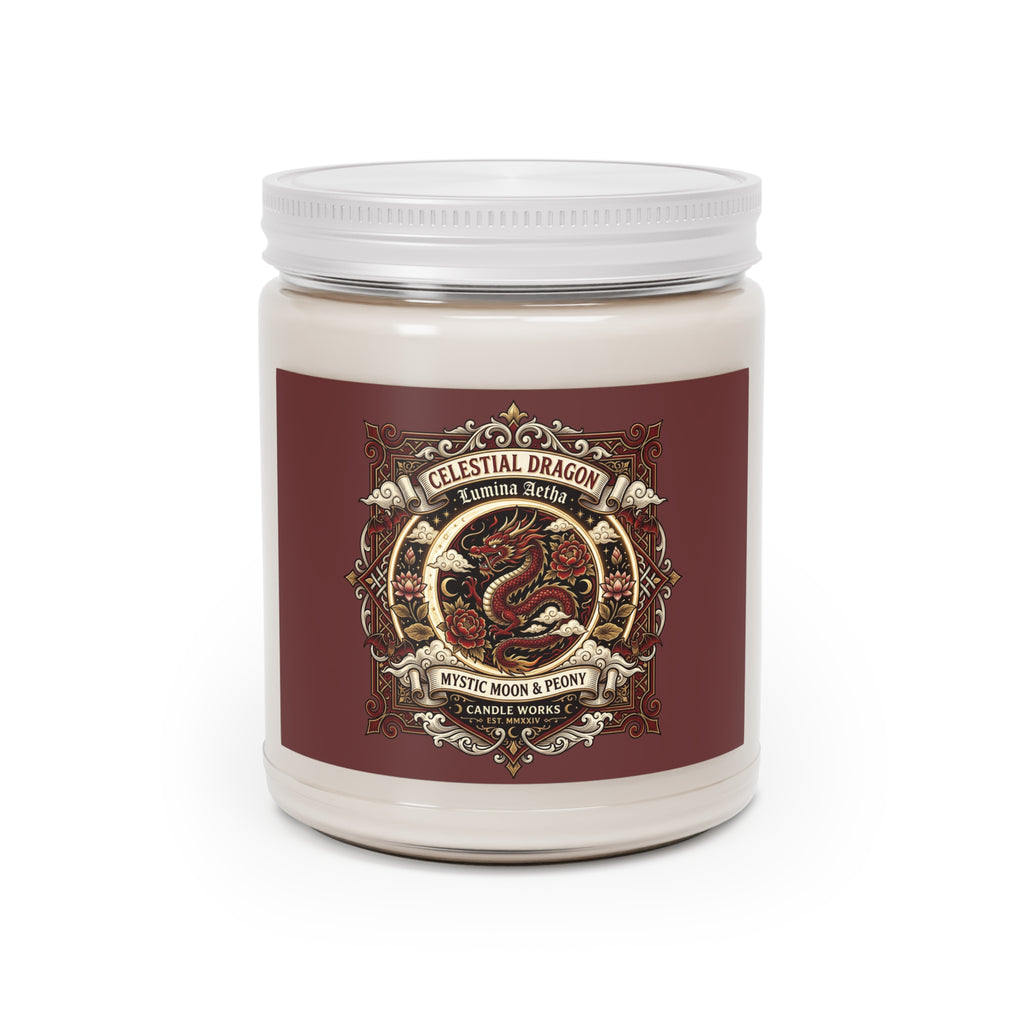 Celestial Dragon Scented Soy Candle — Mystic Moon & Peony (9 oz)