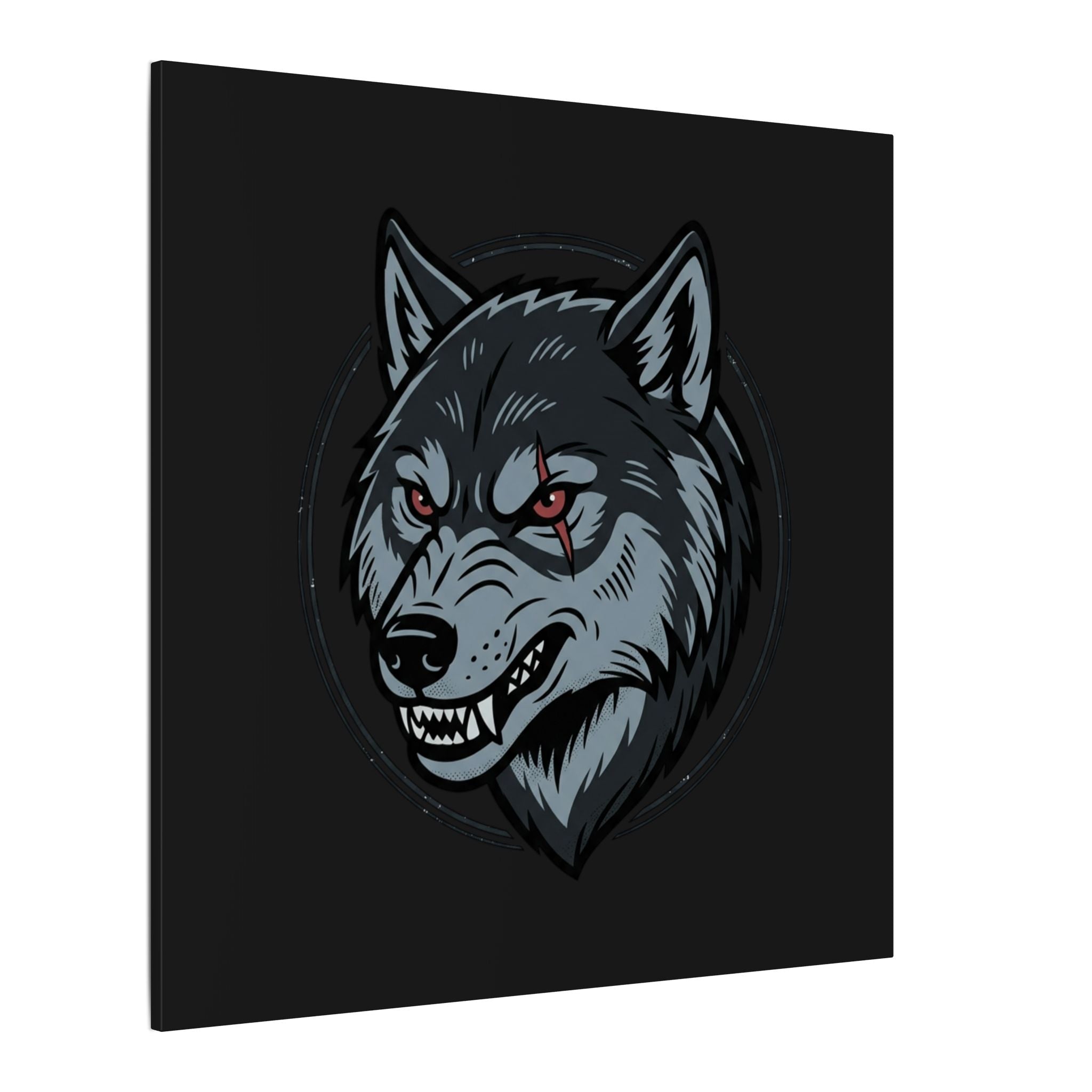 Wolf Head Canvas Wall Art — Fierce Gray Wolf Portrait Matte Stretched