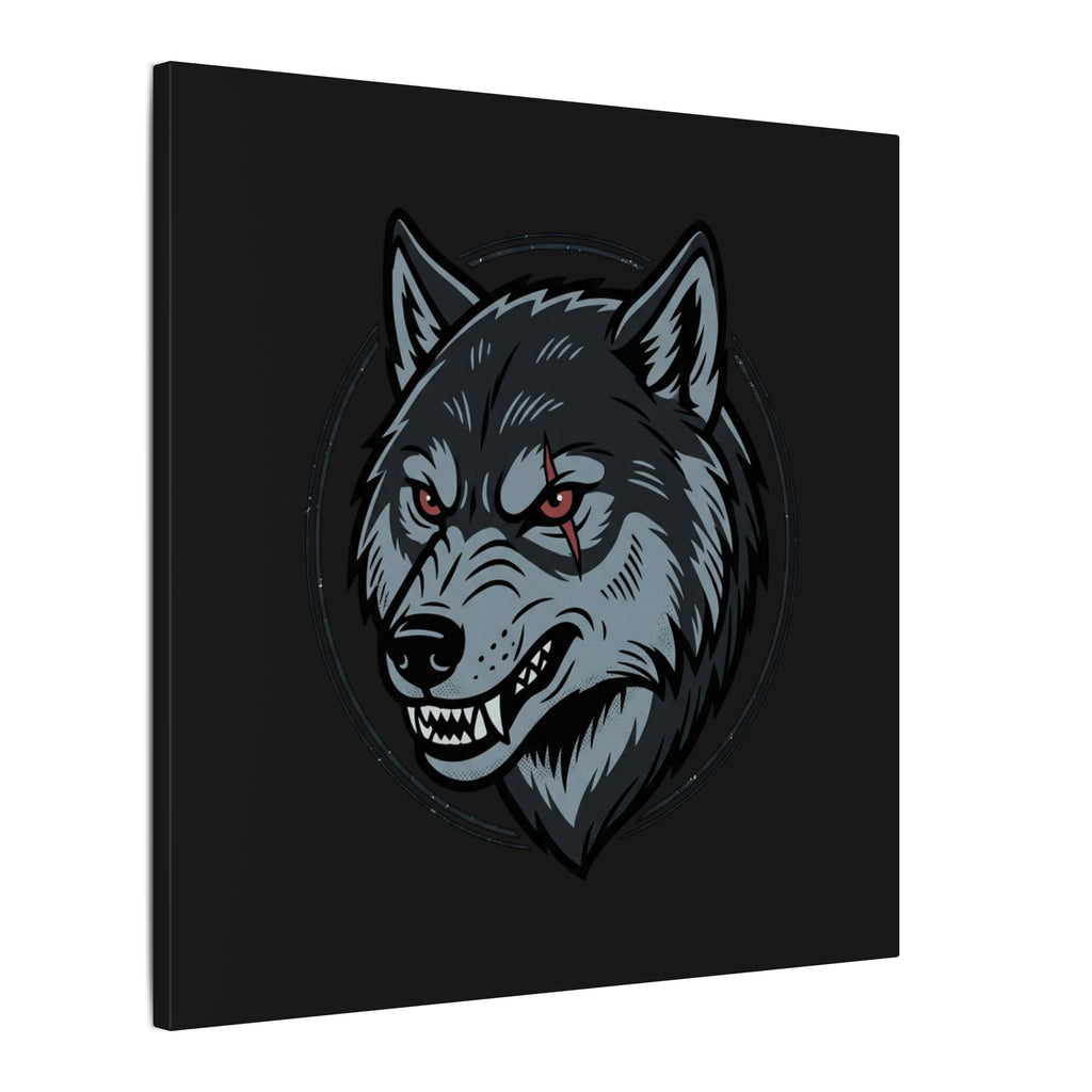 Wolf Head Canvas Wall Art — Fierce Gray Wolf Portrait Matte Stretched