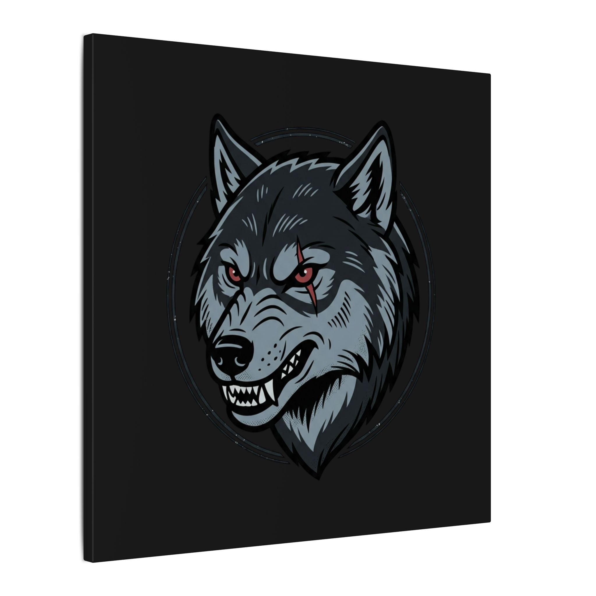 Wolf Head Canvas Wall Art — Fierce Gray Wolf Portrait Matte Stretched