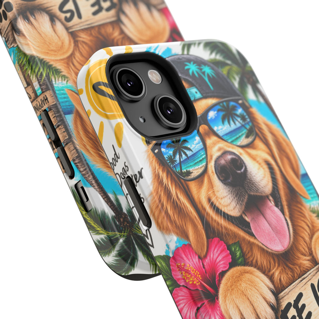 Impact-Resistant Phone Case — "Life Is Better With a Dog" Tropical Dog Design