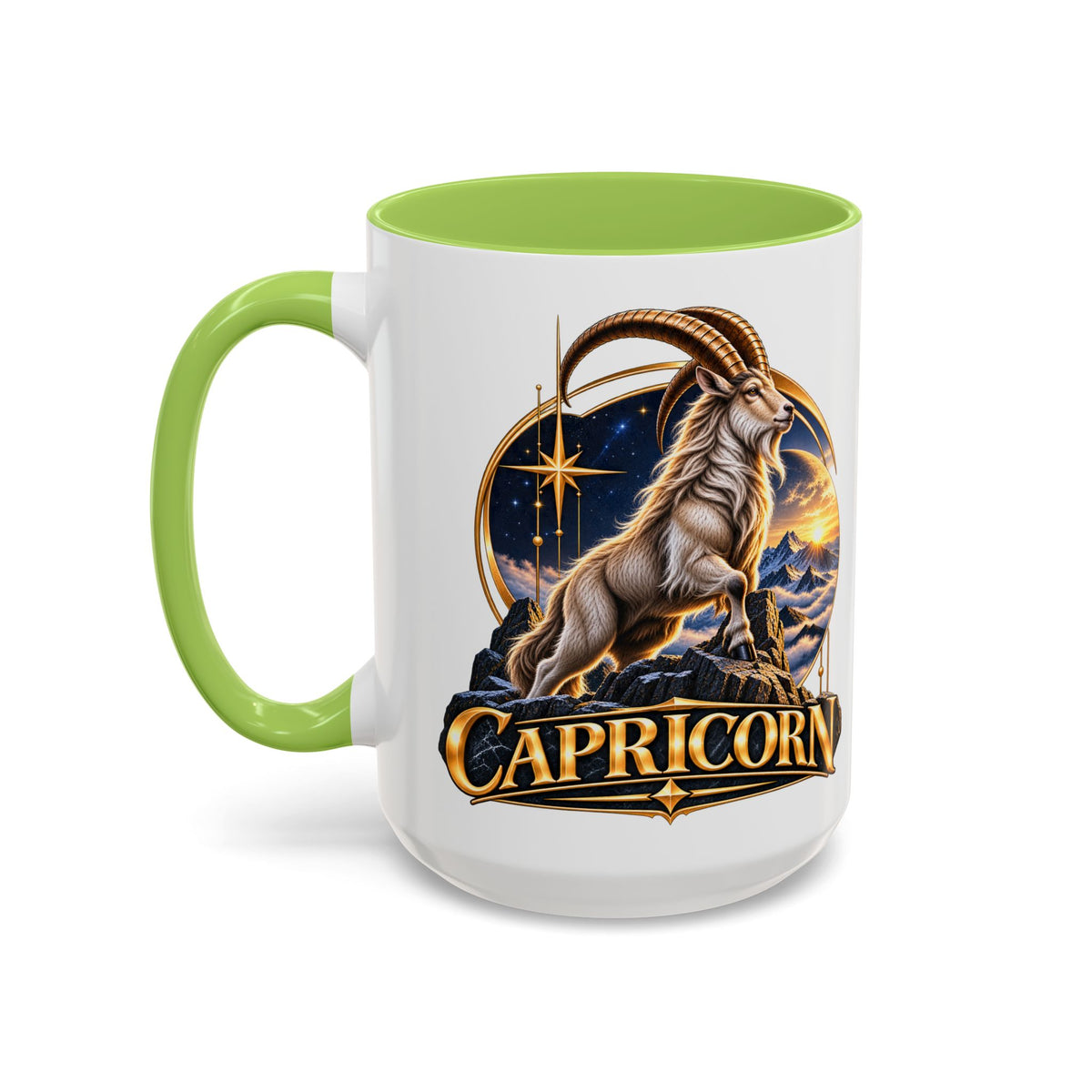 Capricorn Zodiac Coffee Mug — Astrological Goat Accent Mug (11/15oz)
