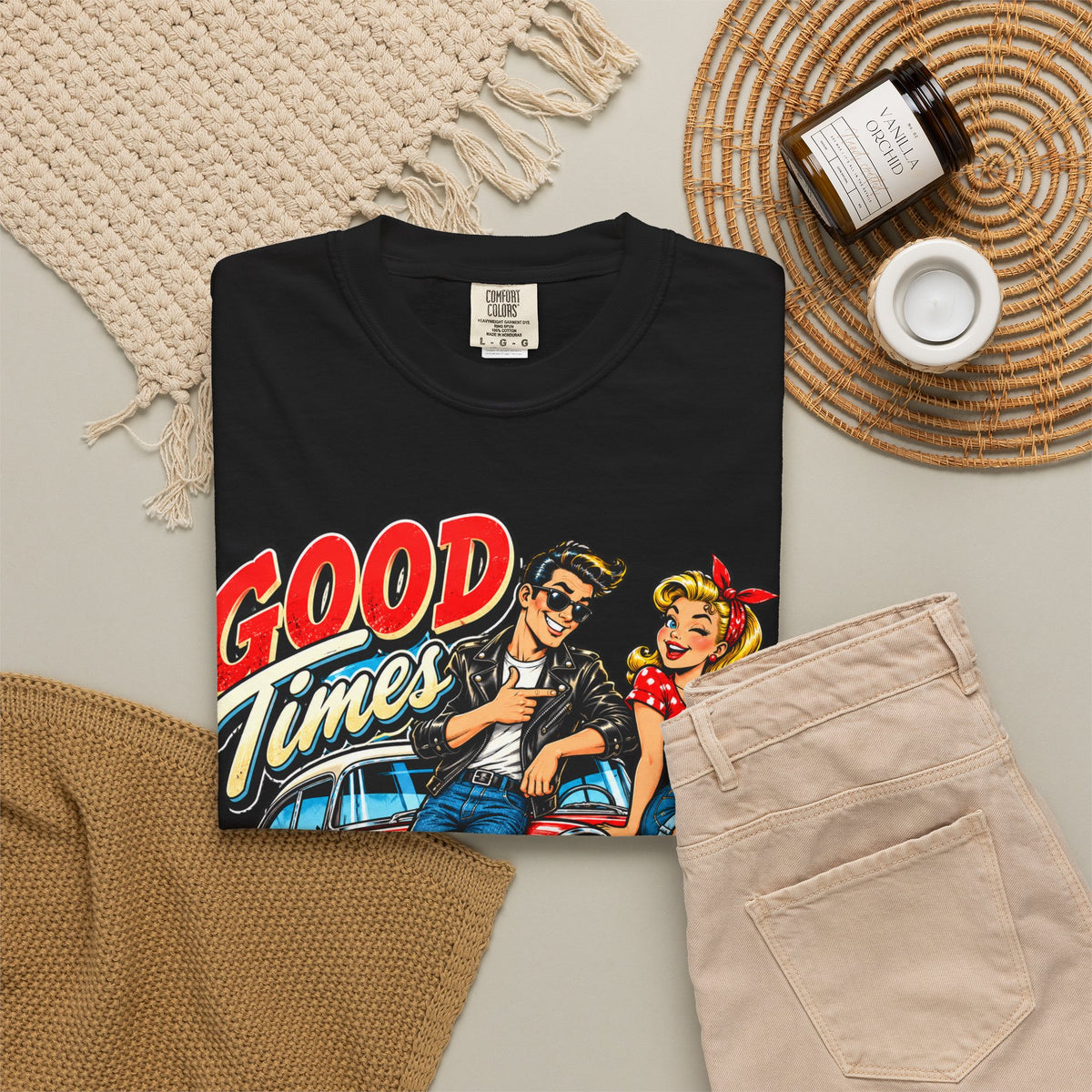 Good Times Retro Car Tee — Vintage 1950s Rockabilly Graphic T‑Shirt