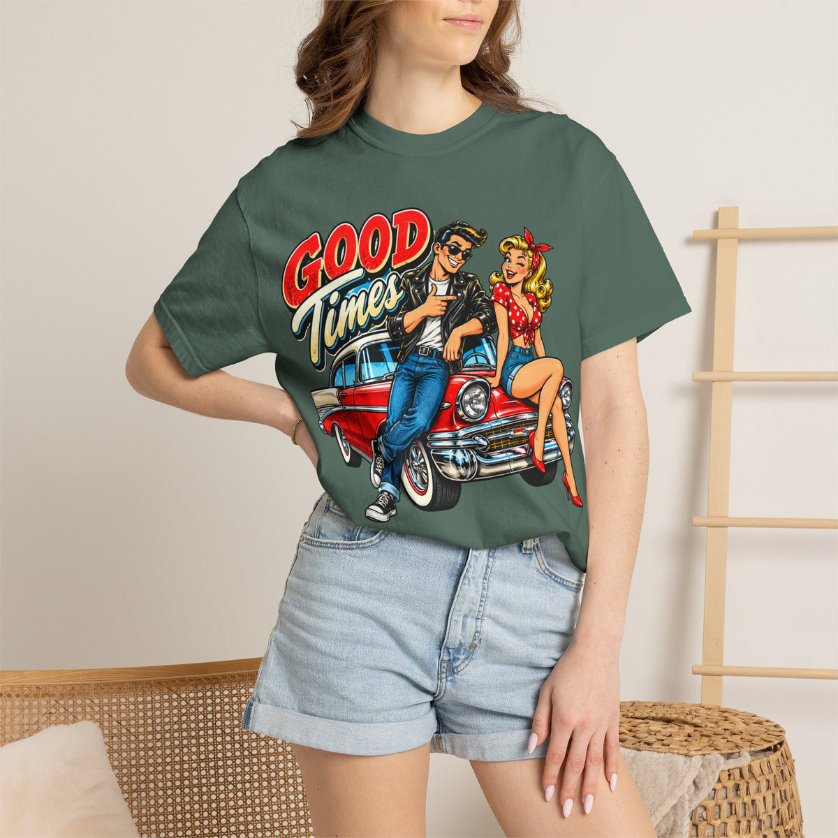 Good Times Retro Car Tee — Vintage 1950s Rockabilly Graphic T‑Shirt