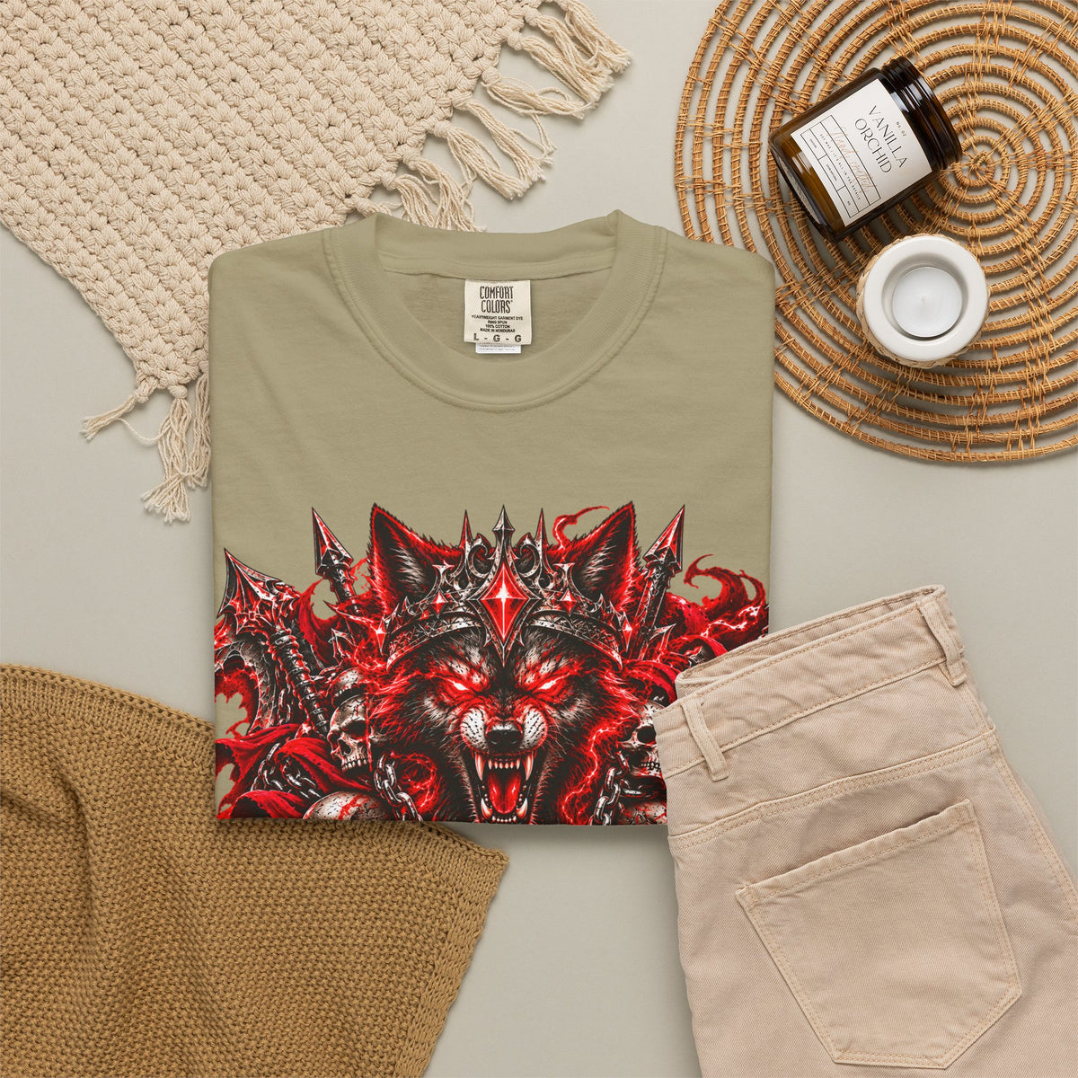 Wolf Skull T-Shirt — Red Gothic Horror Graphic Tee